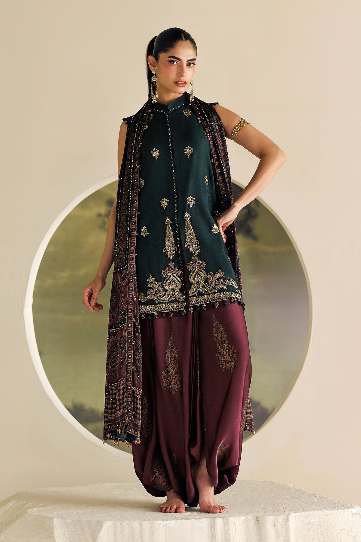 3 Piece Unstitched Embroidered Tusser Silk Suit