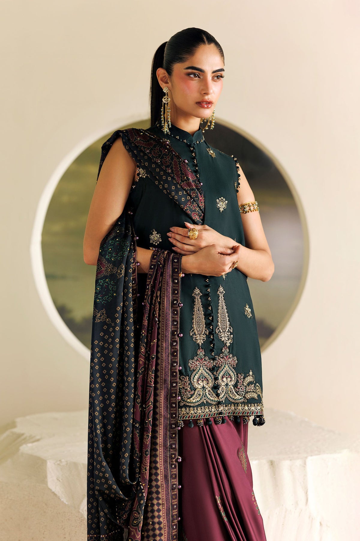 3 Piece Unstitched Embroidered Tusser Silk Suit