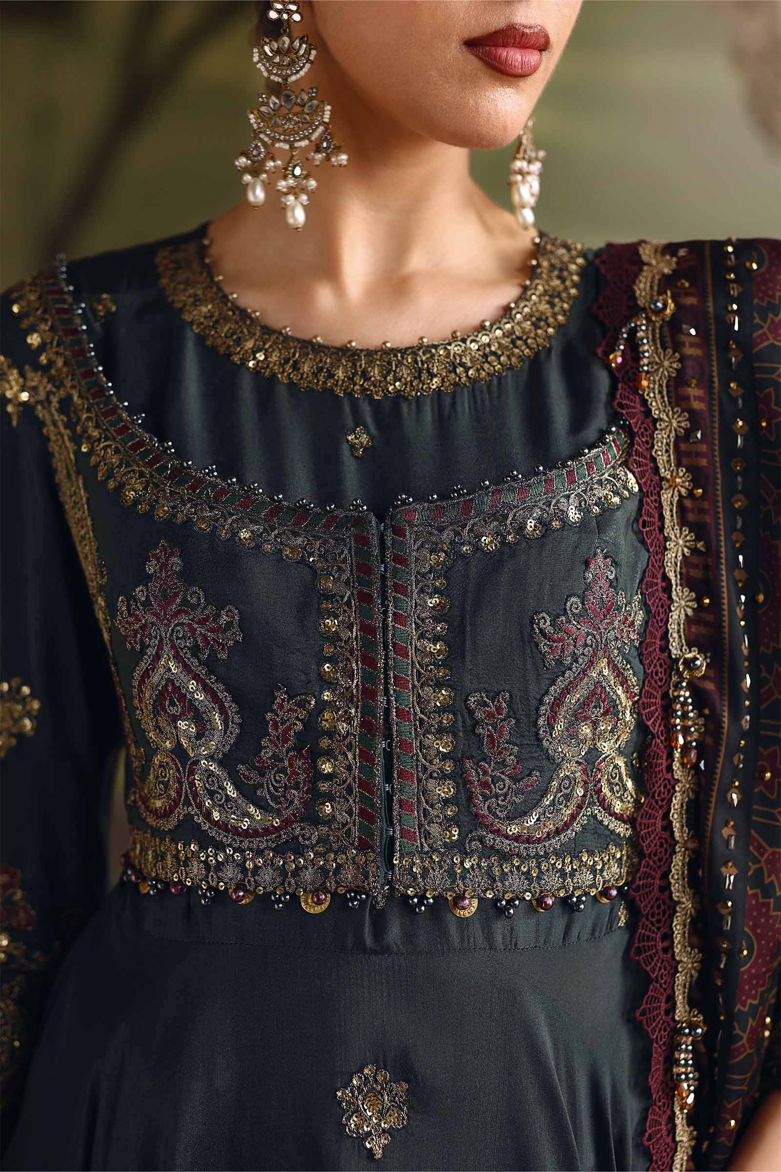 3 Piece Unstitched Embroidered Tusser Silk Suit