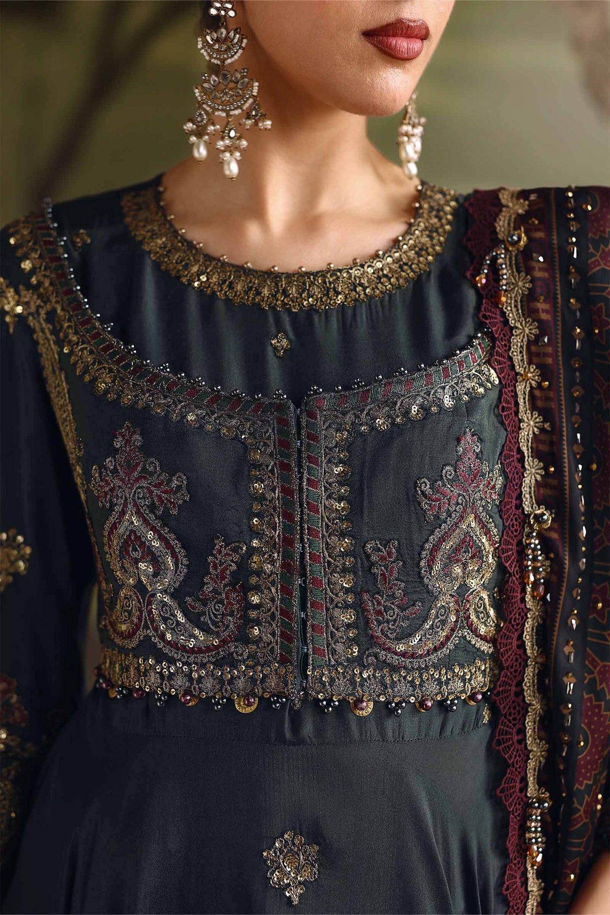 3 Piece Unstitched Embroidered Tusser Silk Suit