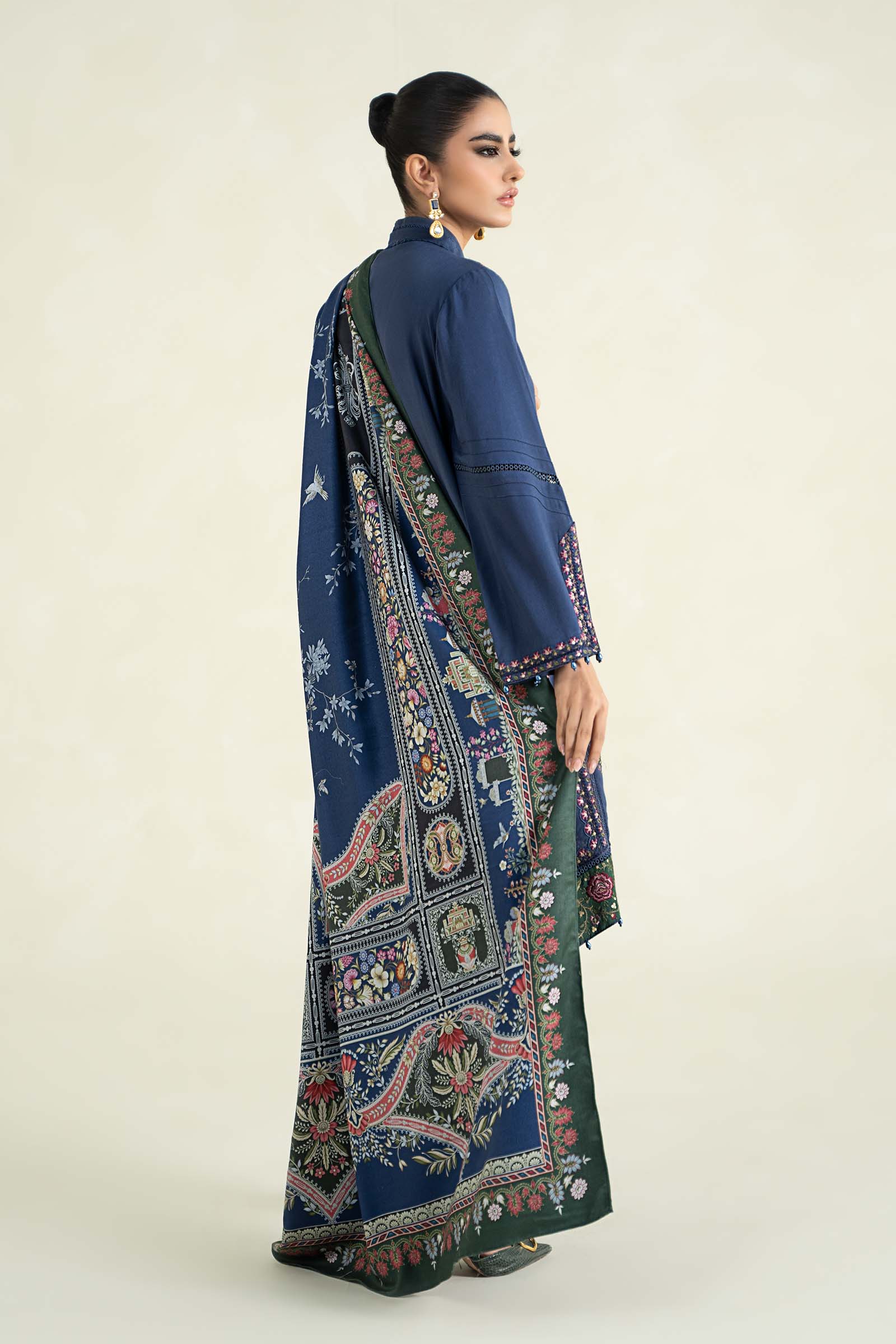 3 Piece Printed Linen Suit | MPS-2405-A