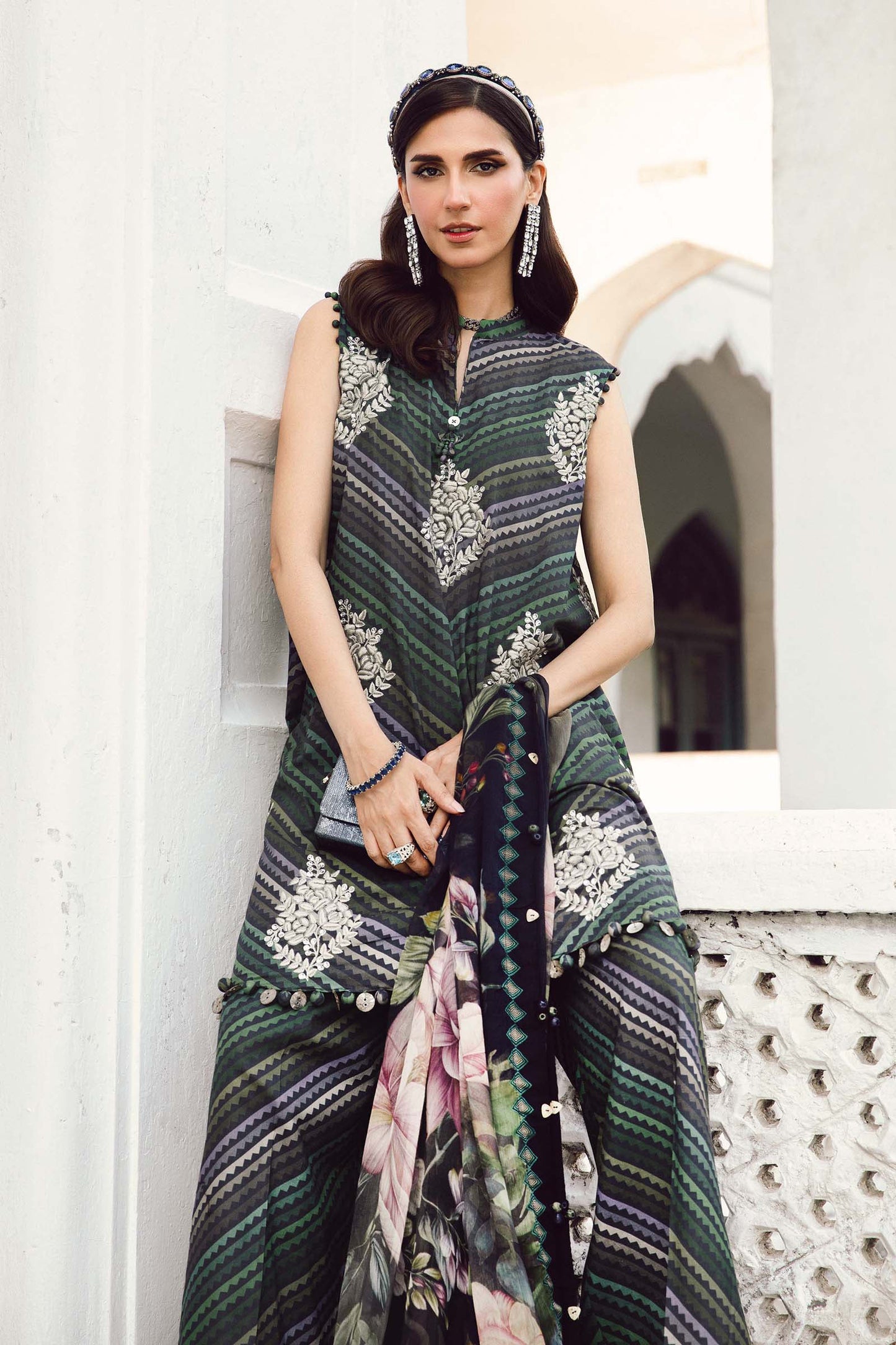 3 Piece Unstitched Embroidered Cambric Suit | MPT-2705-A