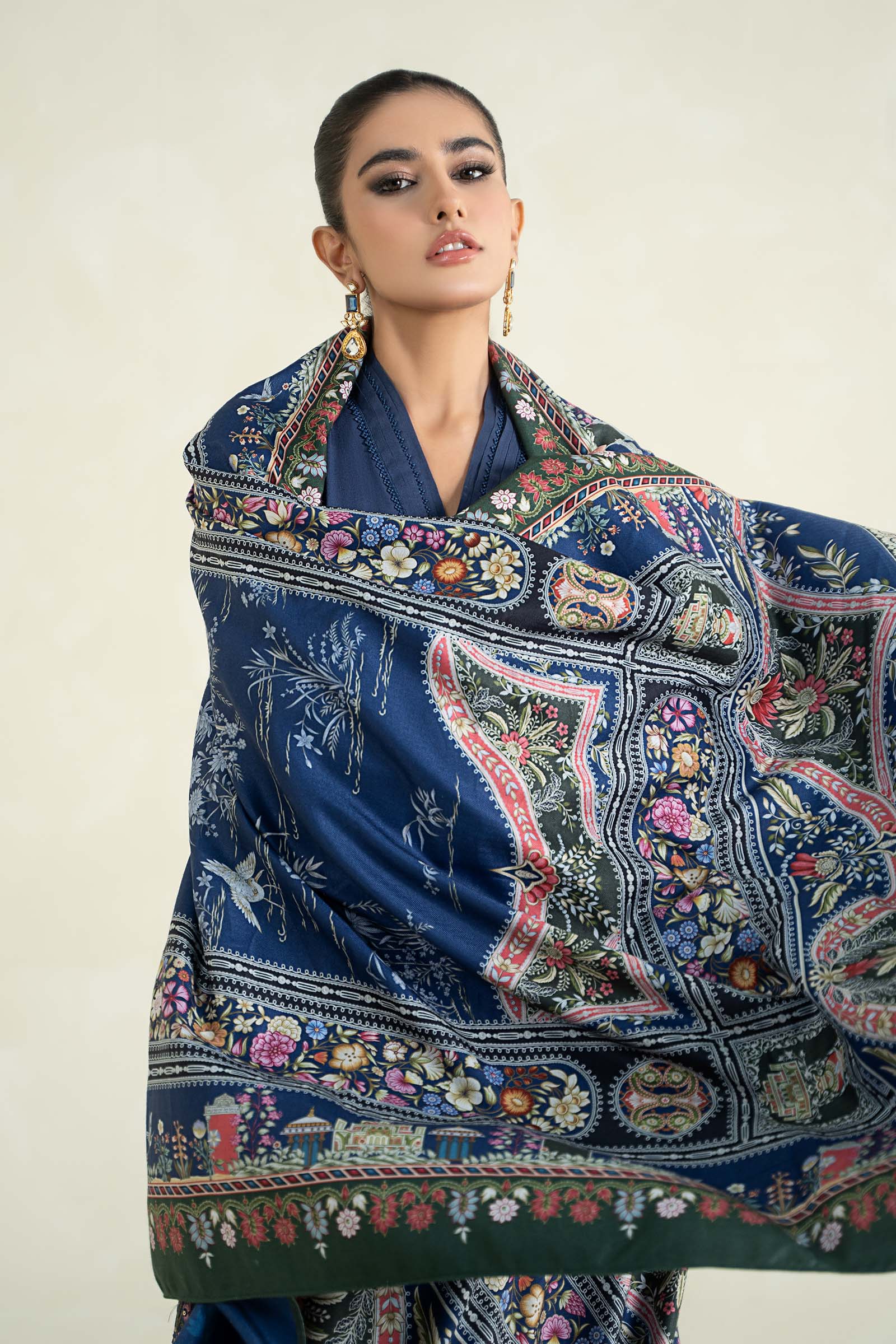3 Piece Printed Linen Suit | MPS-2405-A