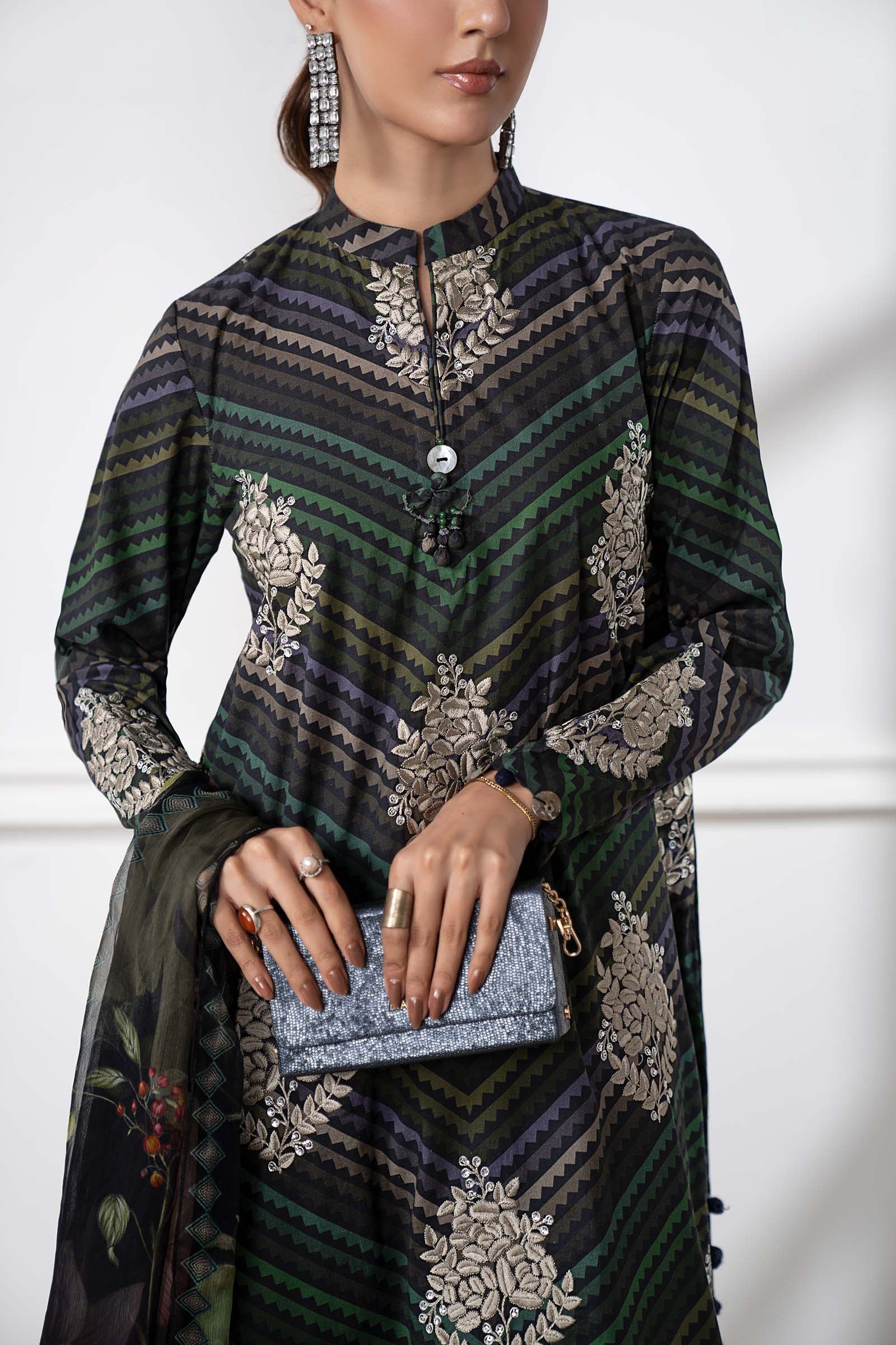 3 Piece Embroidered Cambric Suit