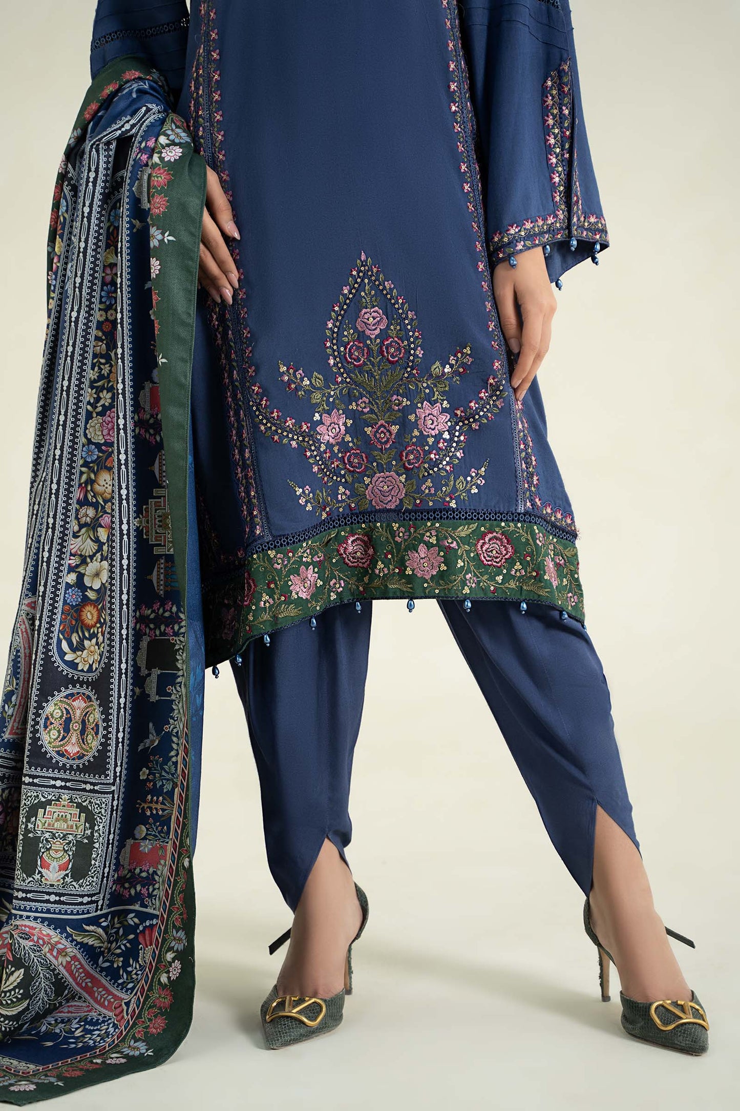 3 Piece Printed Linen Suit | MPS-2405-A