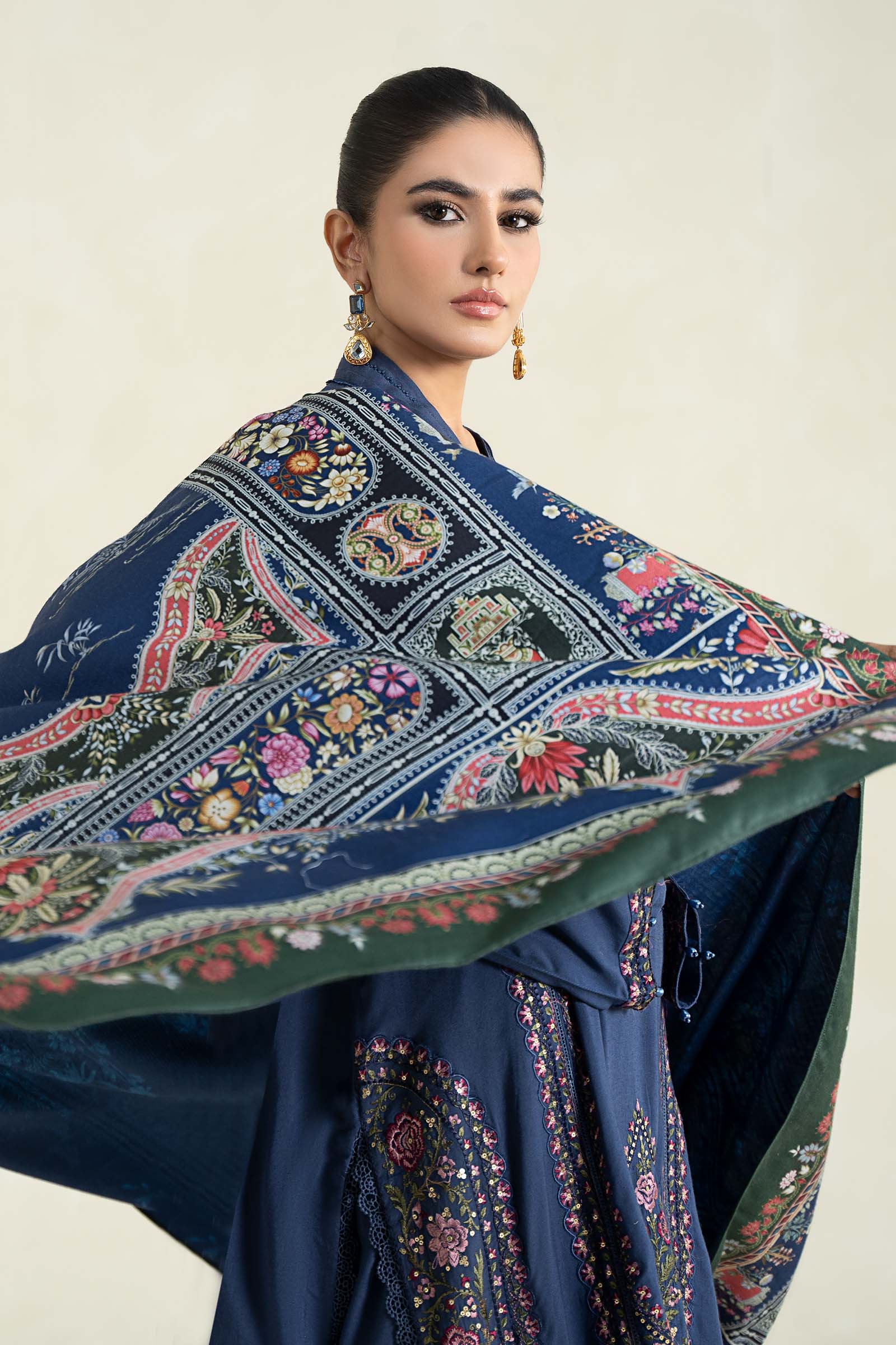 3 Piece Printed Linen Suit | MPS-2405-A
