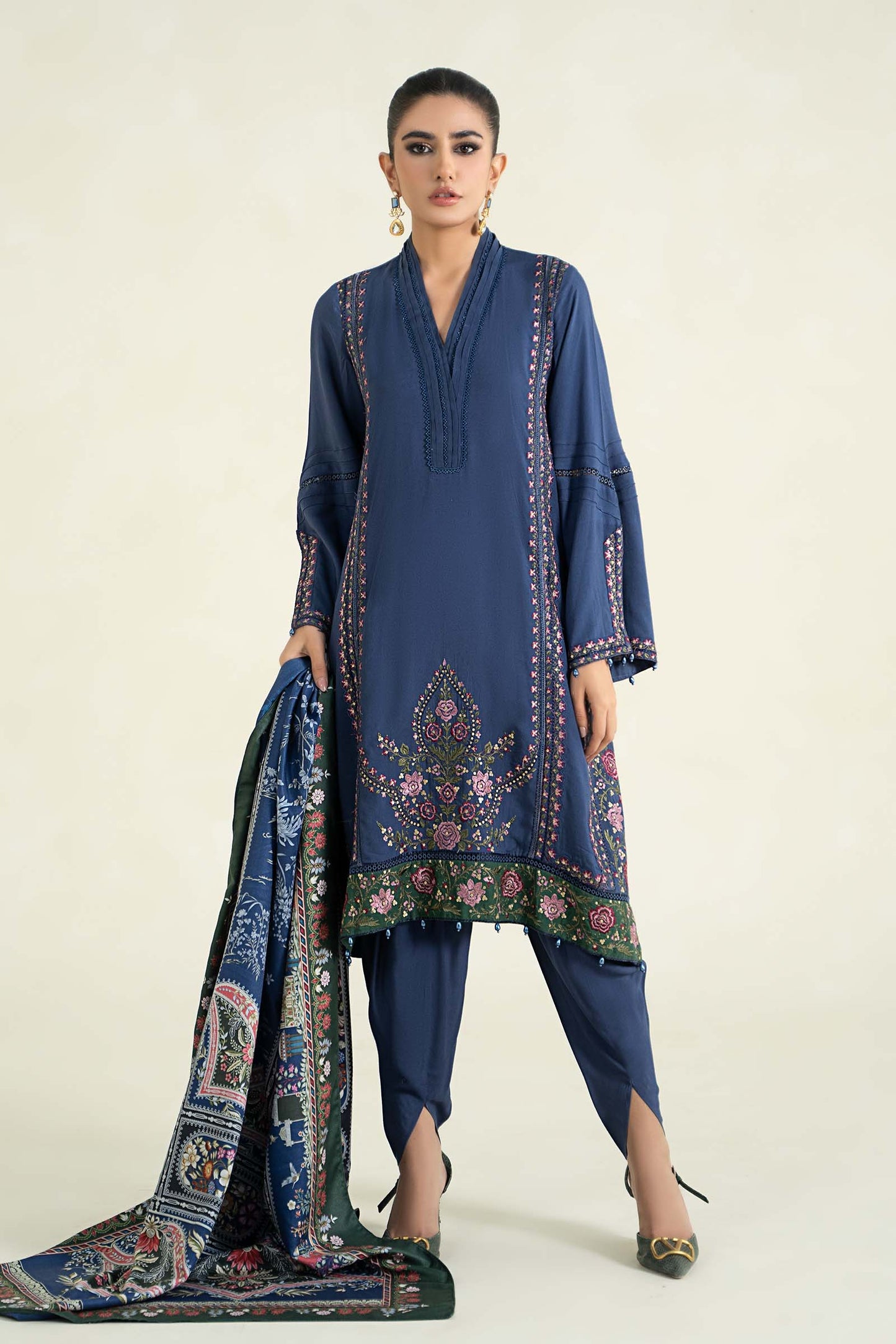 3 Piece Printed Linen Suit | MPS-2405-A