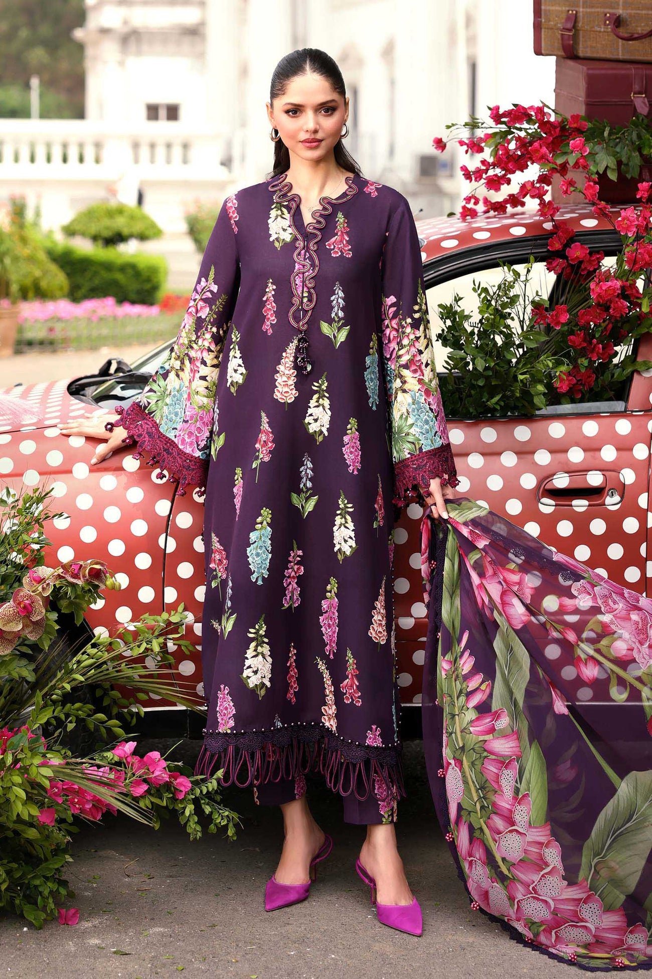 3 Piece Unstitched Embroidered Lawn Suit