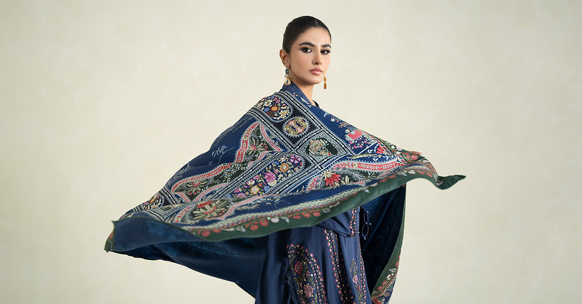 3 Piece Printed Linen Suit | MPS-2405-A