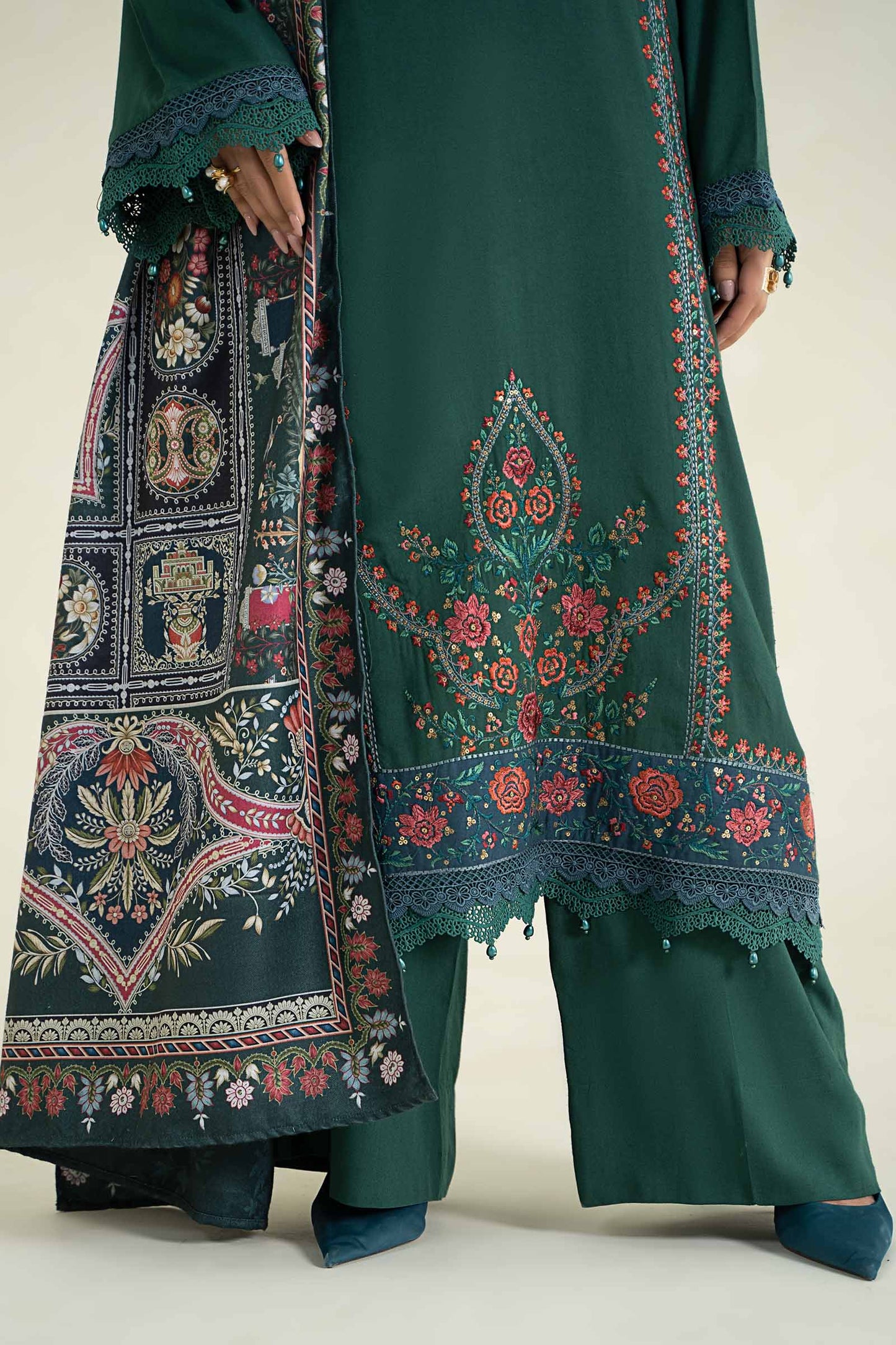 3 Piece Printed Linen Suit | MPS-2405-B