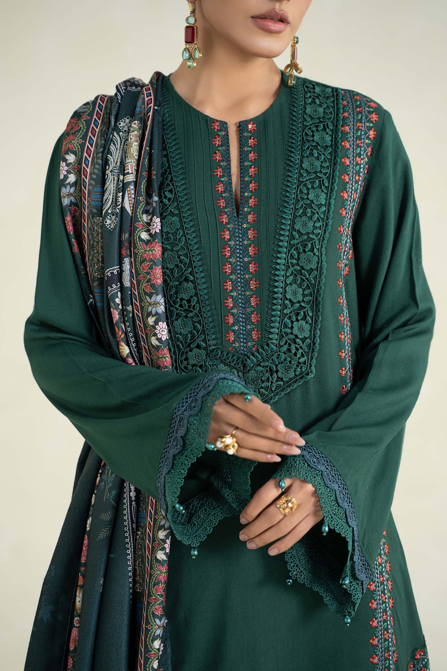 3 Piece Printed Linen Suit | MPS-2405-B