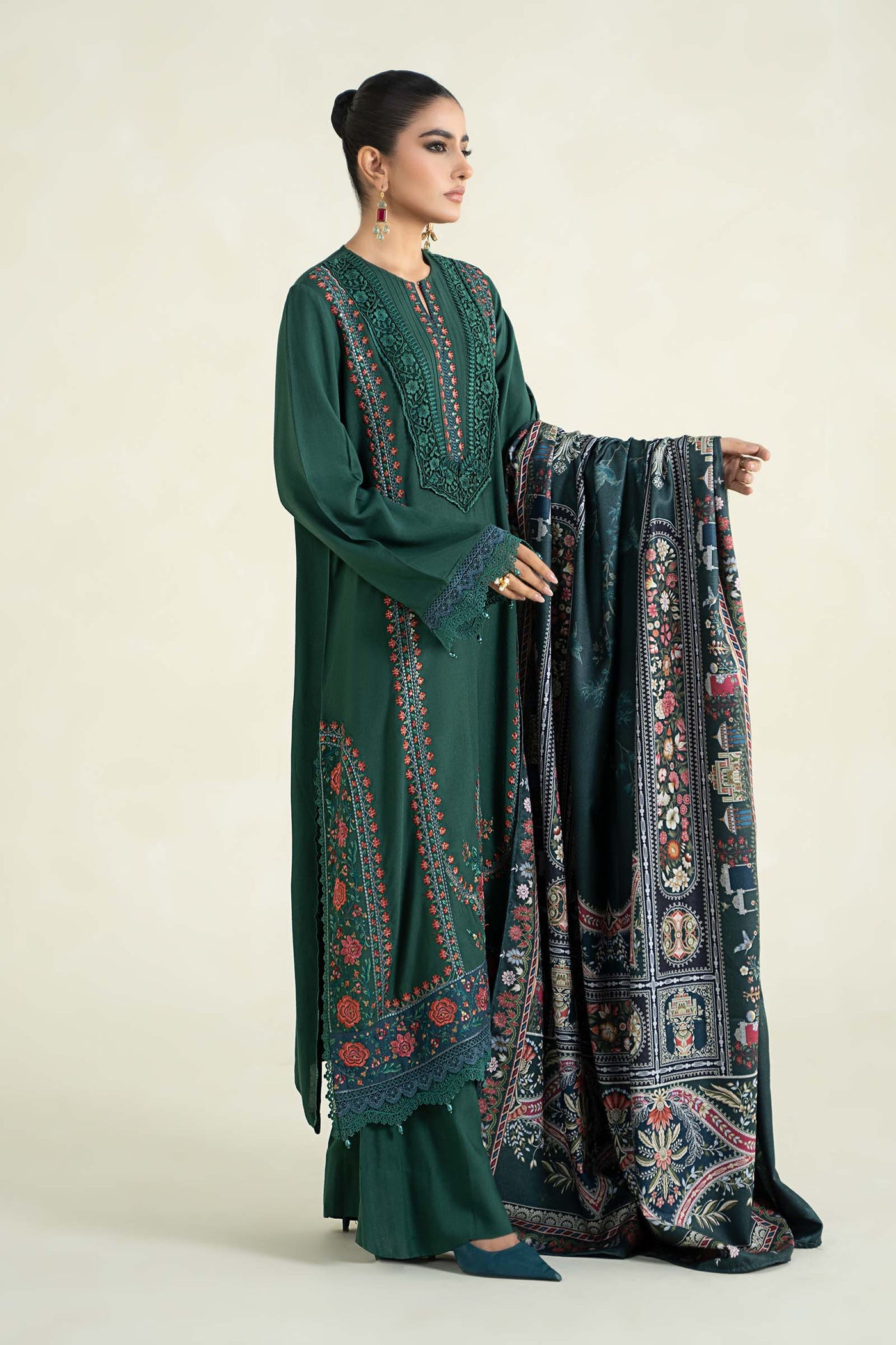 3 Piece Printed Linen Suit | MPS-2405-B