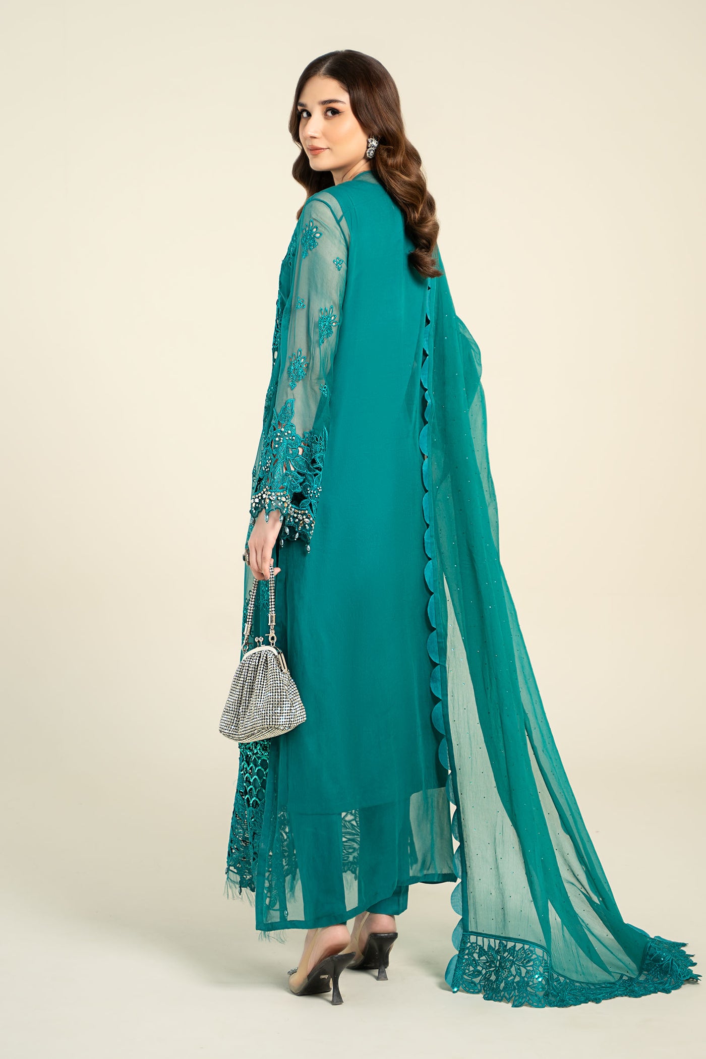 3 Piece Embroidered Chiffon Suit | MCS-24-105
