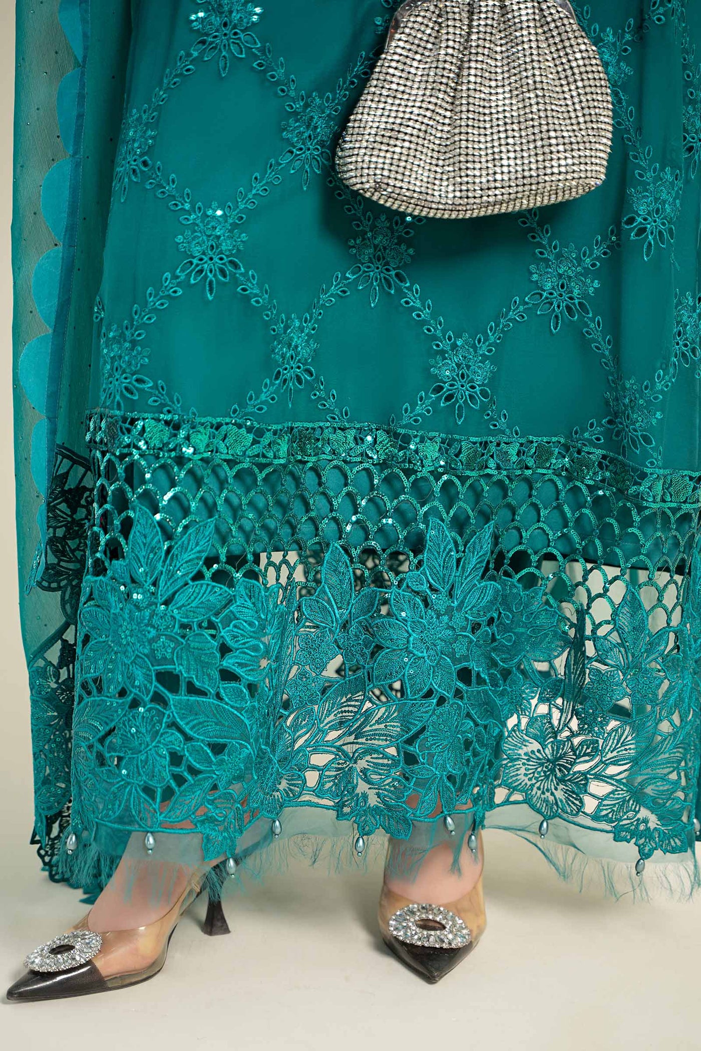 3 Piece Embroidered Chiffon Suit | MCS-24-105