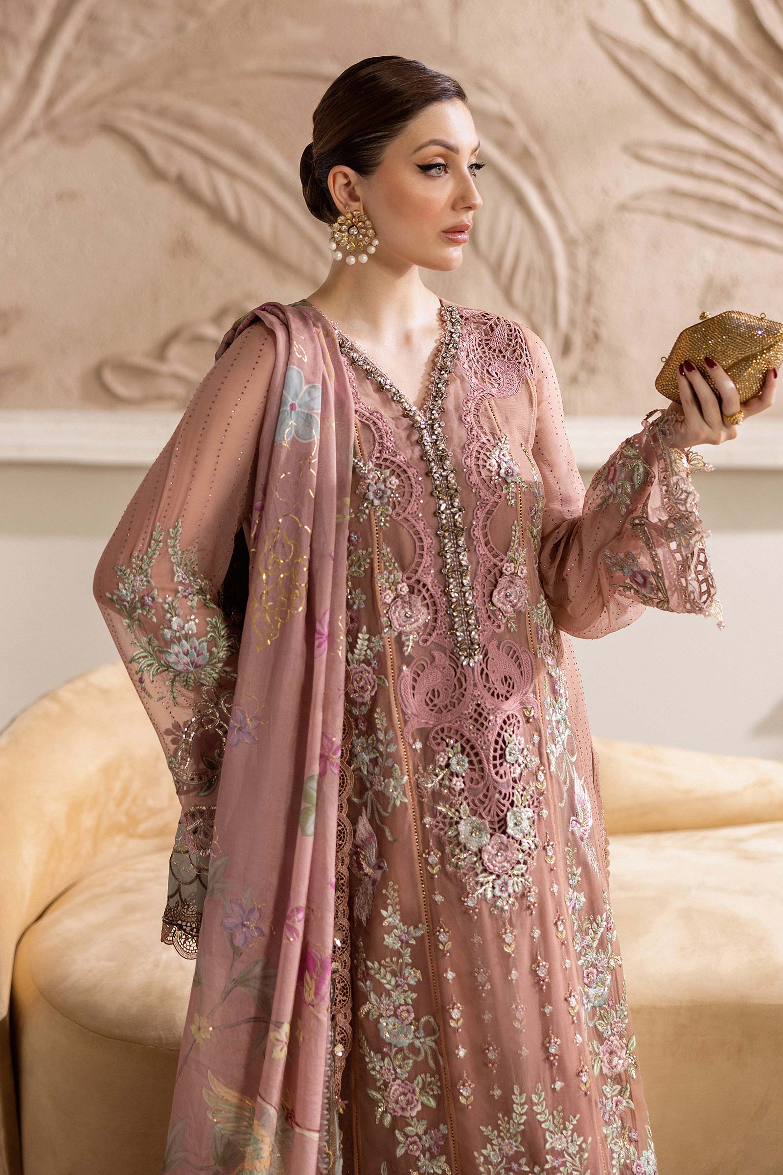 3 Piece Unstitched Embroidered Chiffon Suit | MPC-25-105