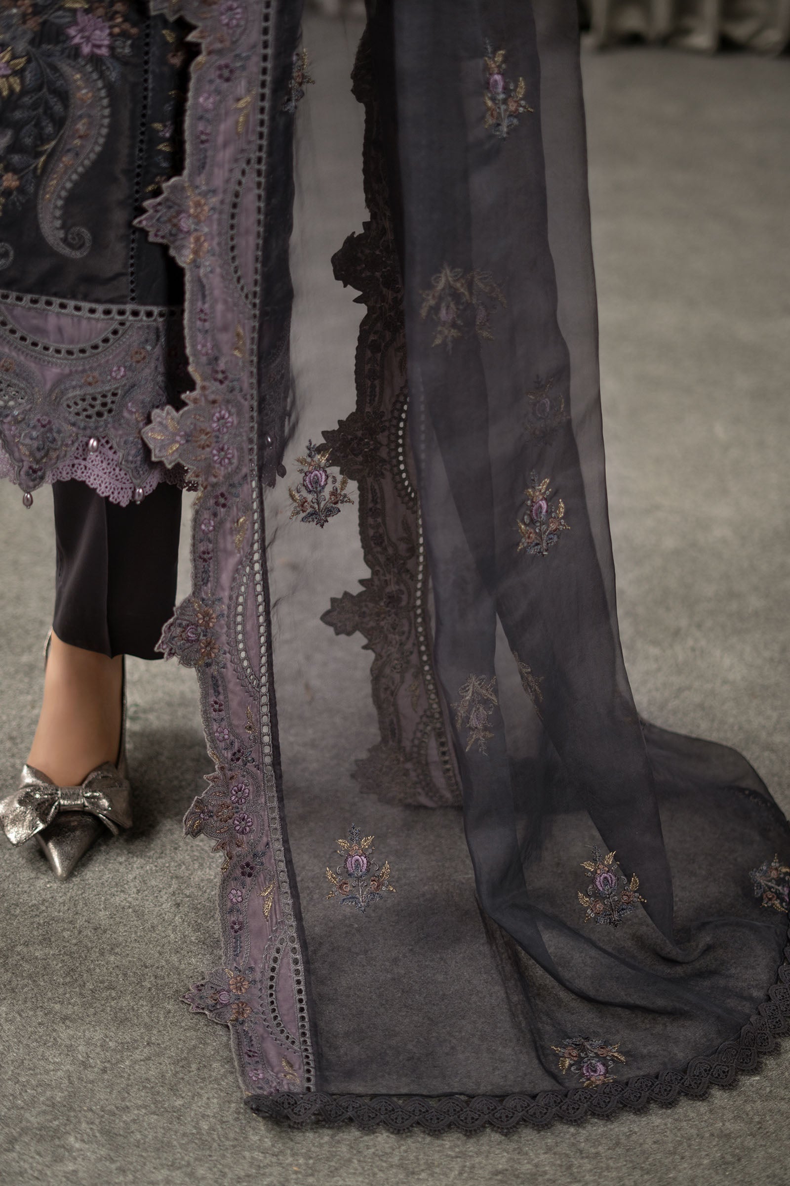 3 Piece Embroidered Velvet Suit