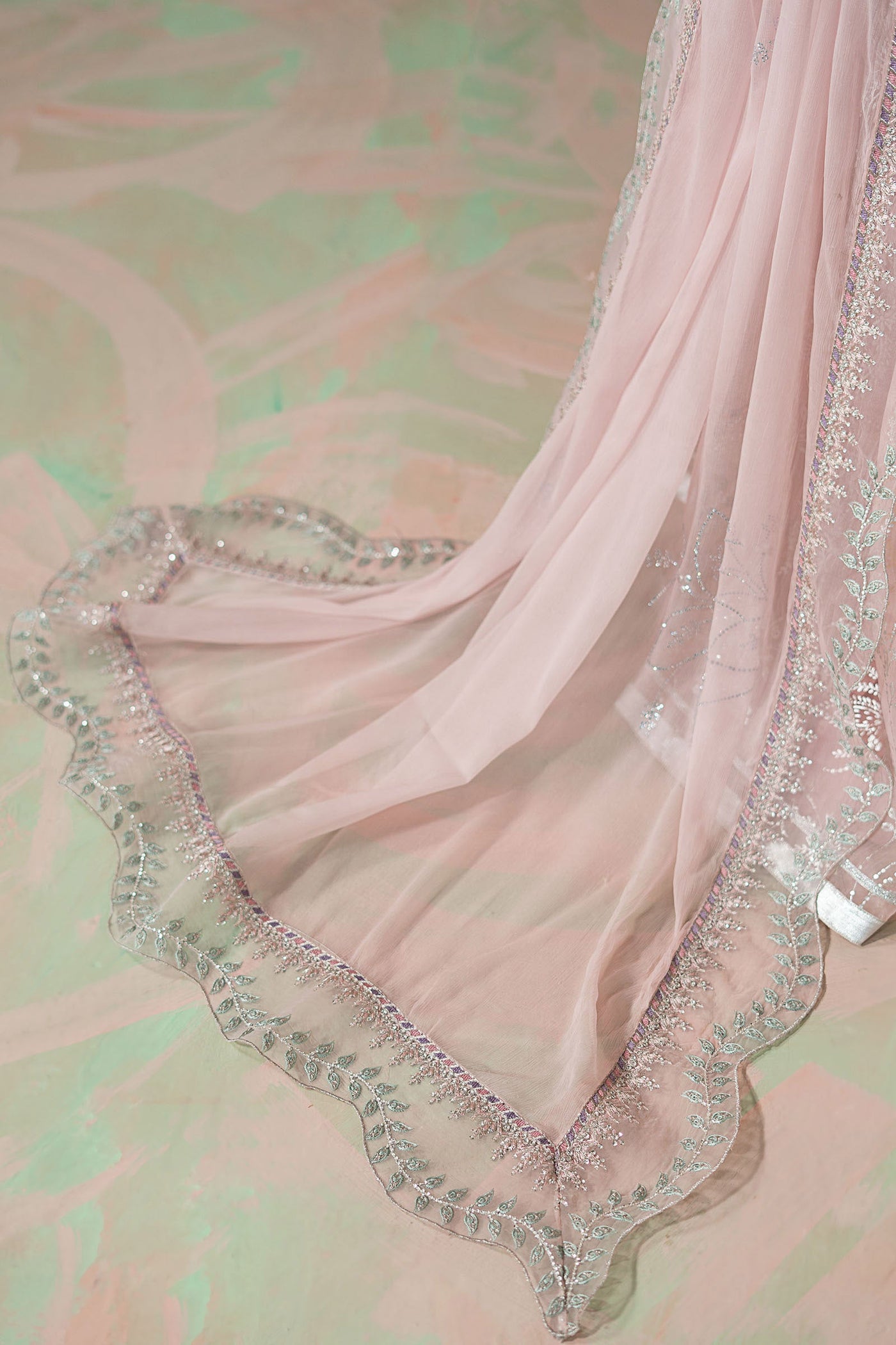 3 Piece Embroidered Raw Silk Suit