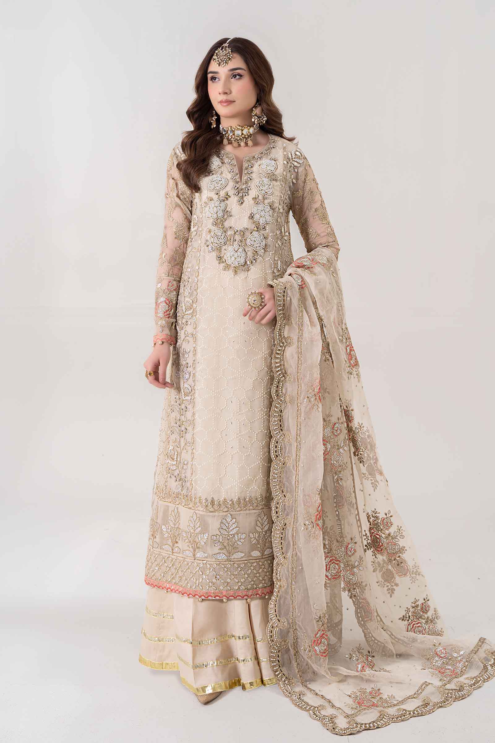 3 Piece Embroidered Organza Suit | BDS-2805