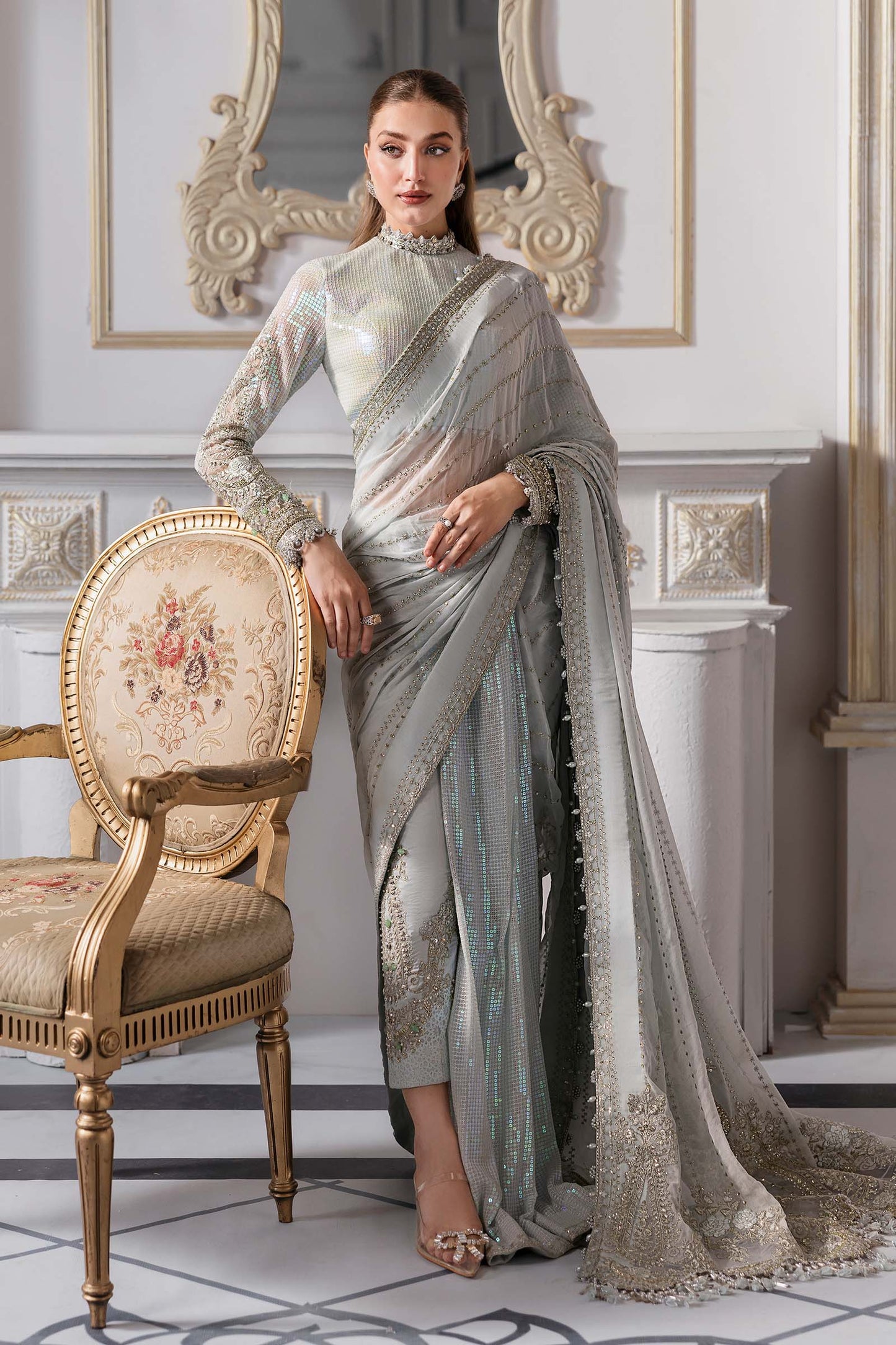 3 Piece Unstitched Embroidered Chiffon Suit | BD-3005