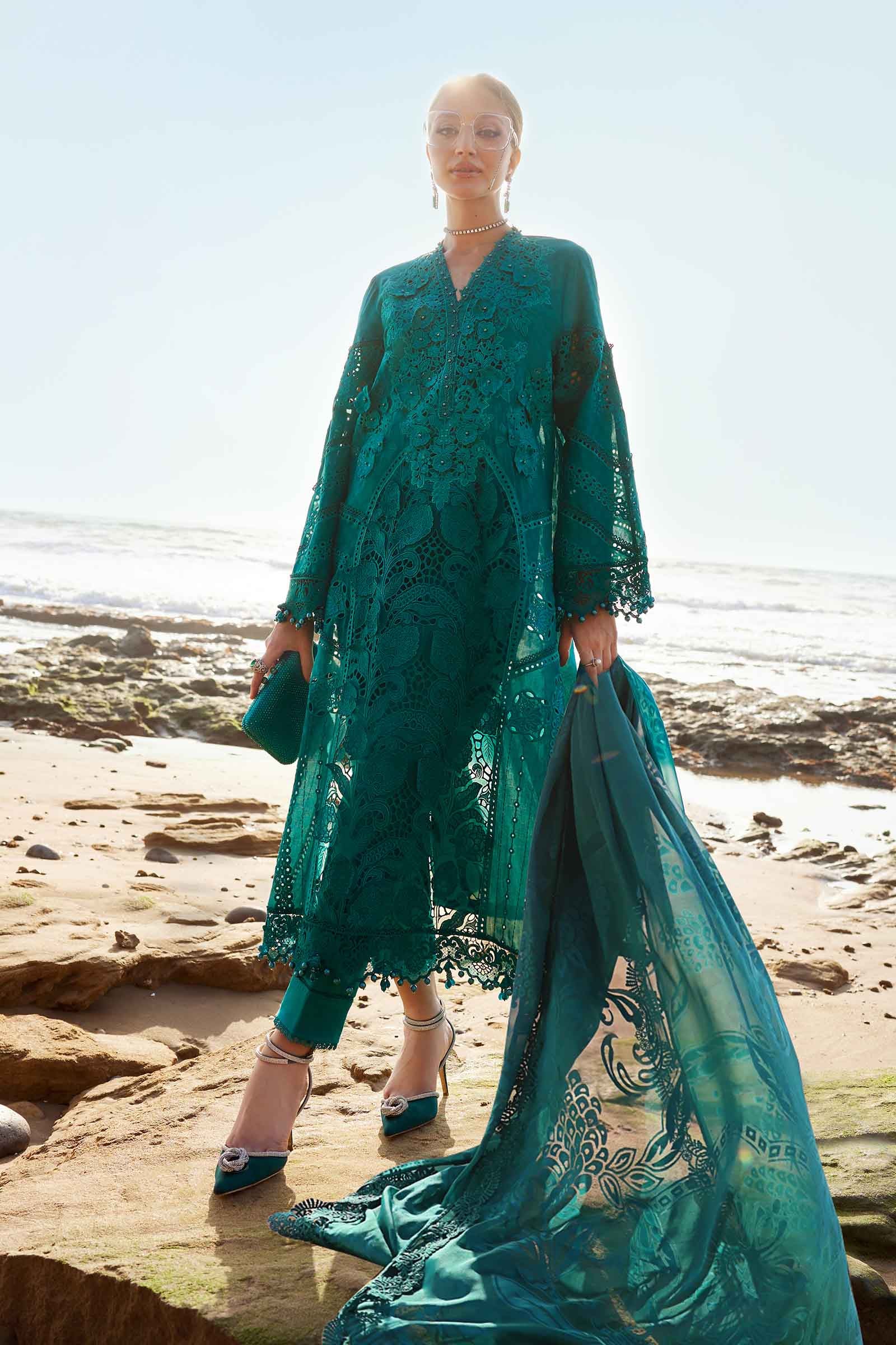 3 Piece Unstitched Embroidered Organza Lawn Suit | EID LAWN-25-05
