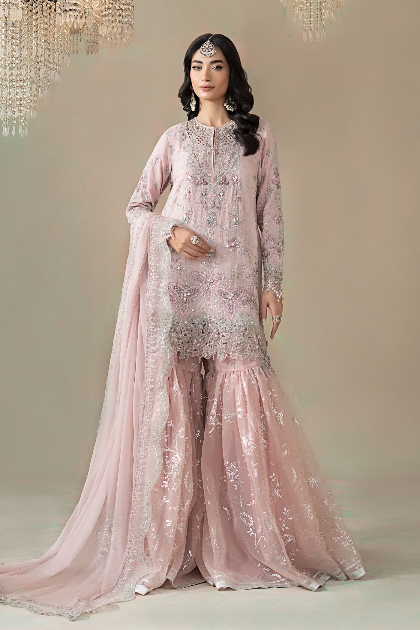 3 Piece Embroidered Raw Silk Suit