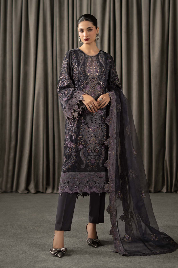 3 Piece Embroidered Velvet Suit All Products WLS1305-SML-GRY