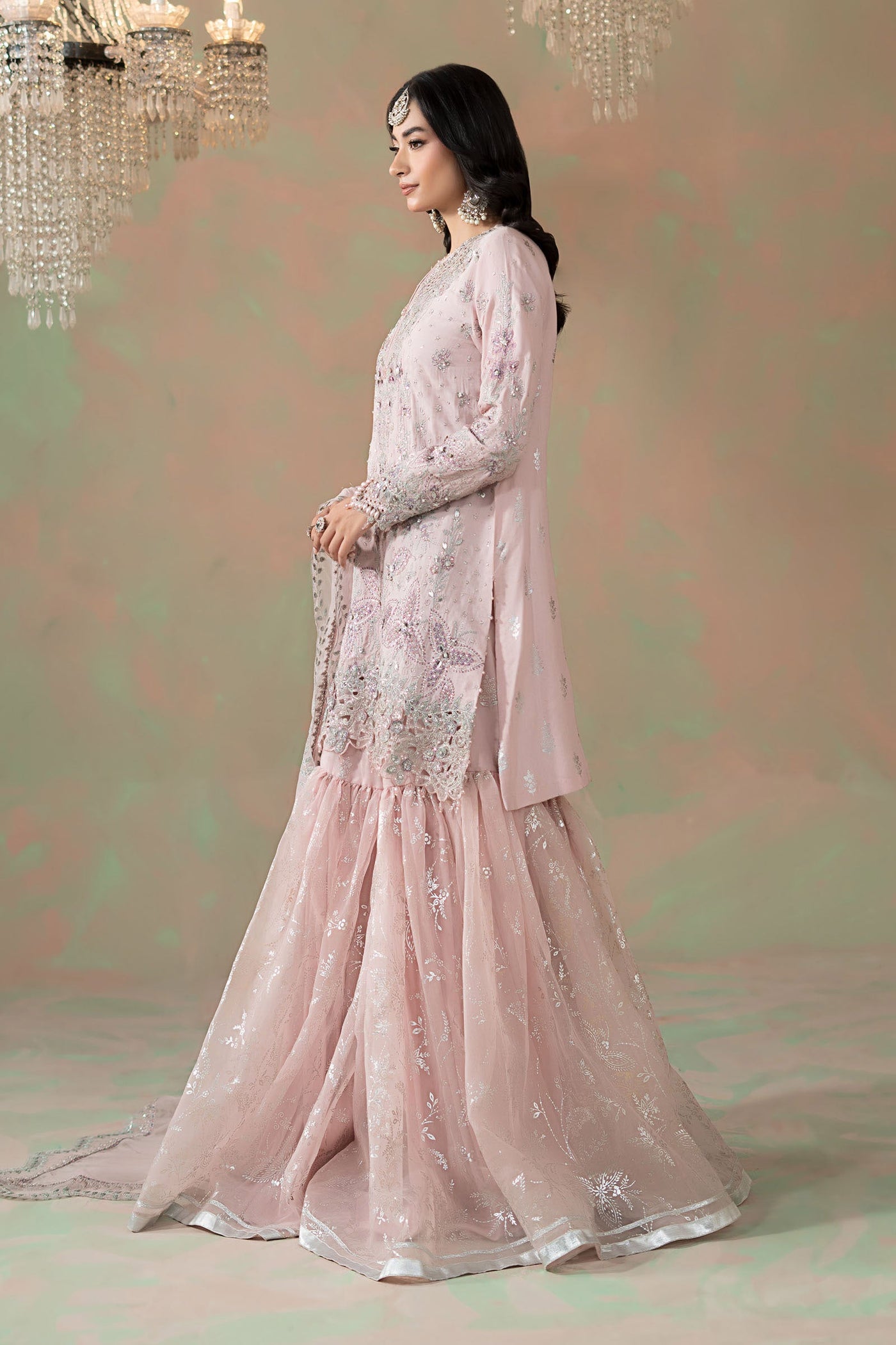 3 Piece Embroidered Raw Silk Suit