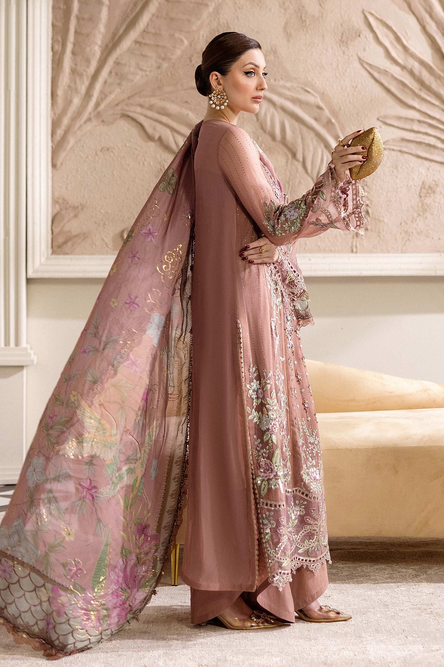 3 Piece Unstitched Embroidered Chiffon Suit | MPC-25-105