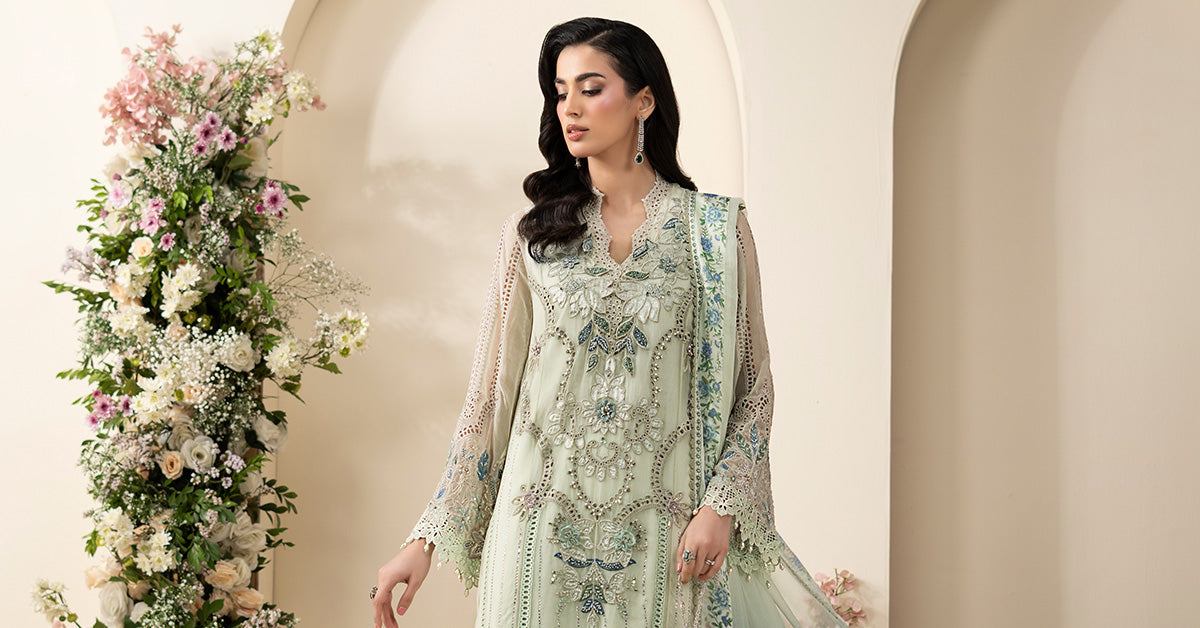 3 Piece Embroidered Chiffon Suit