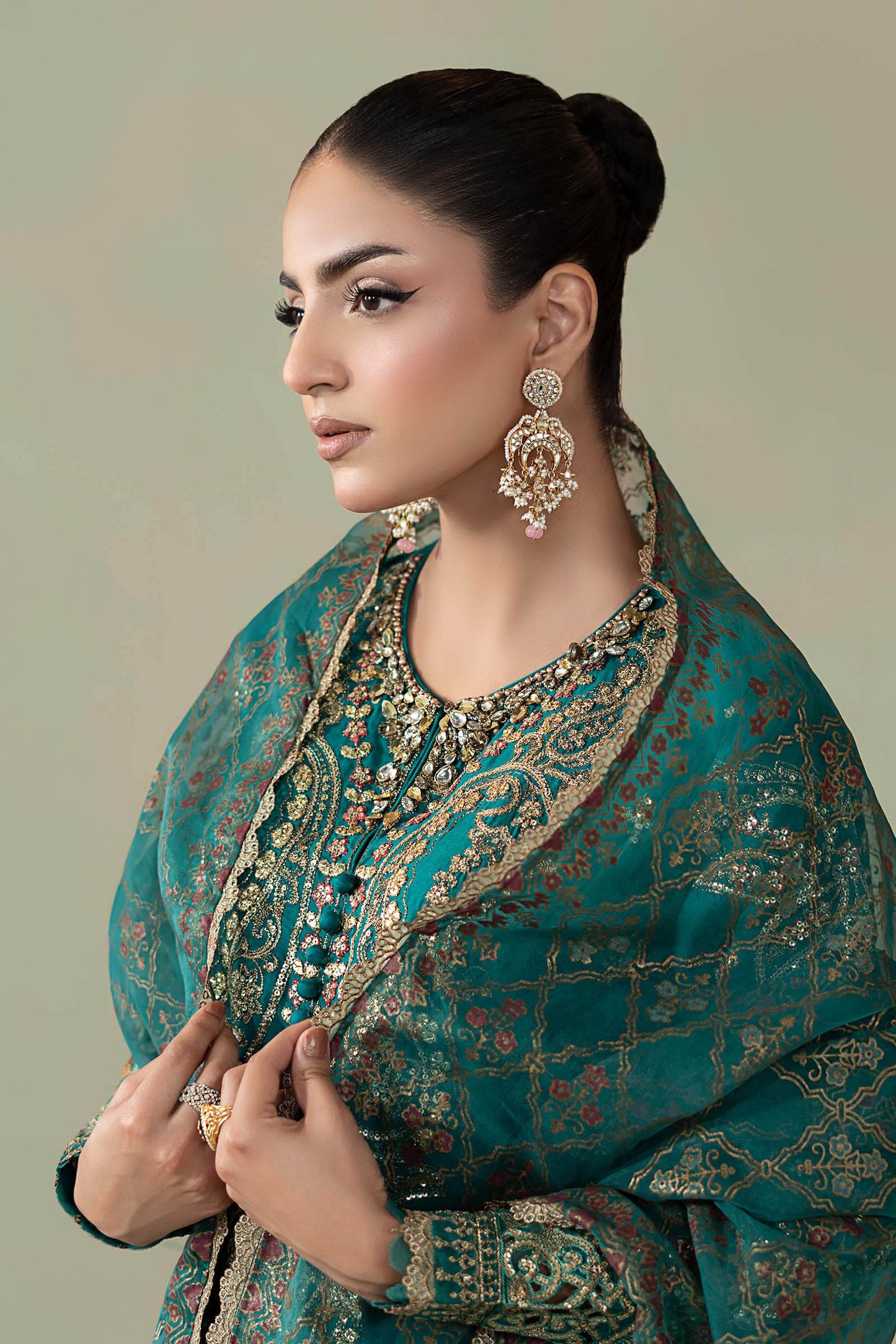 3 Piece Embroidered Cotton Satin Suit | CSS-805