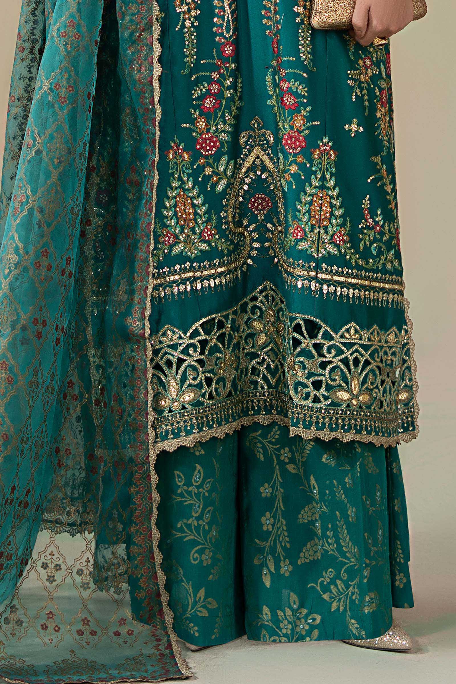 3 Piece Embroidered Cotton Satin Suit | CSS-805