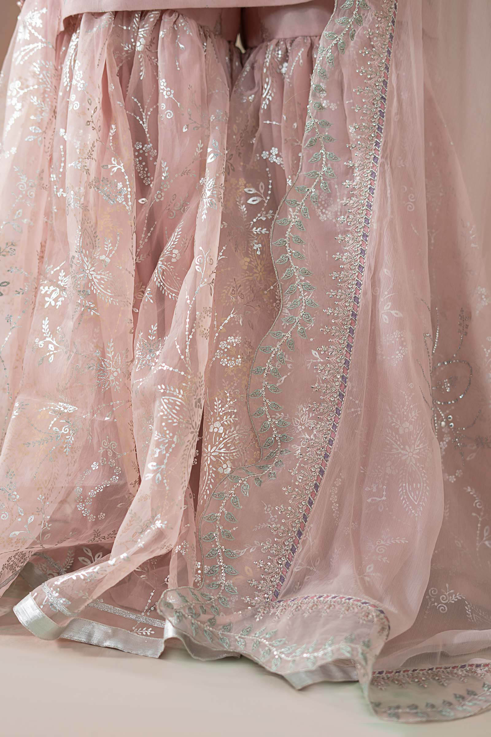 3 Piece Embroidered Raw Silk Suit