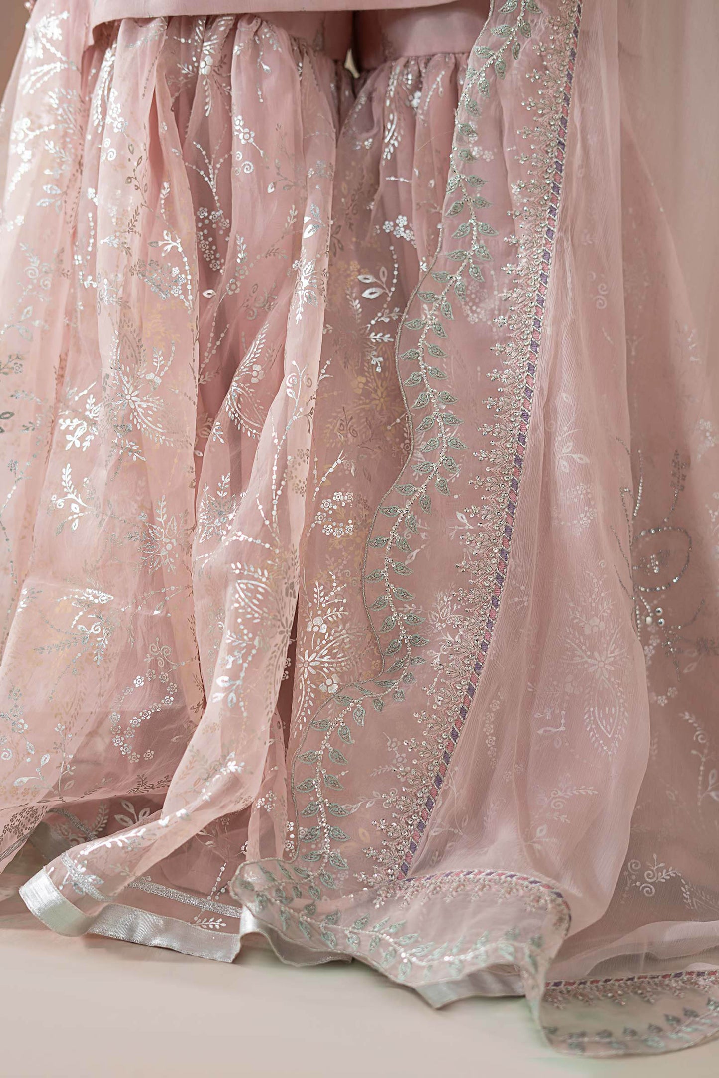 3 Piece Embroidered Raw Silk Suit