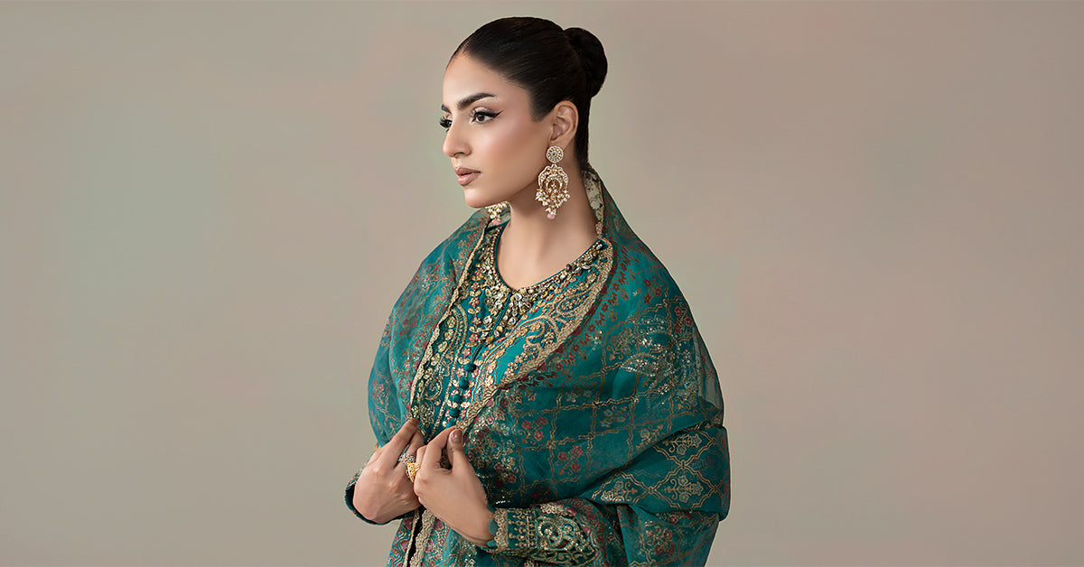 3 Piece Embroidered Cotton Satin Suit | CSS-805