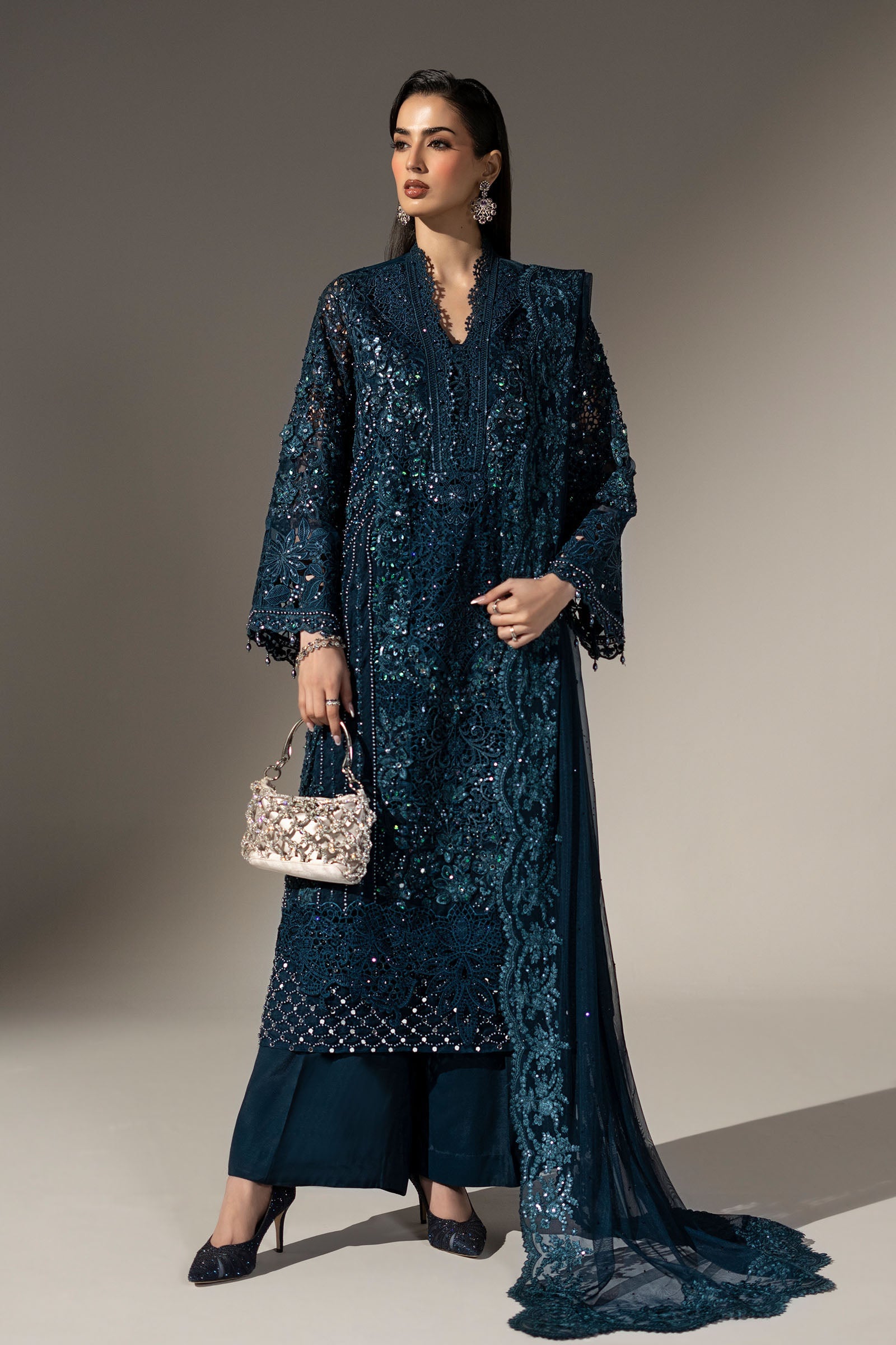 3 Piece Embroidered Organza Suit
