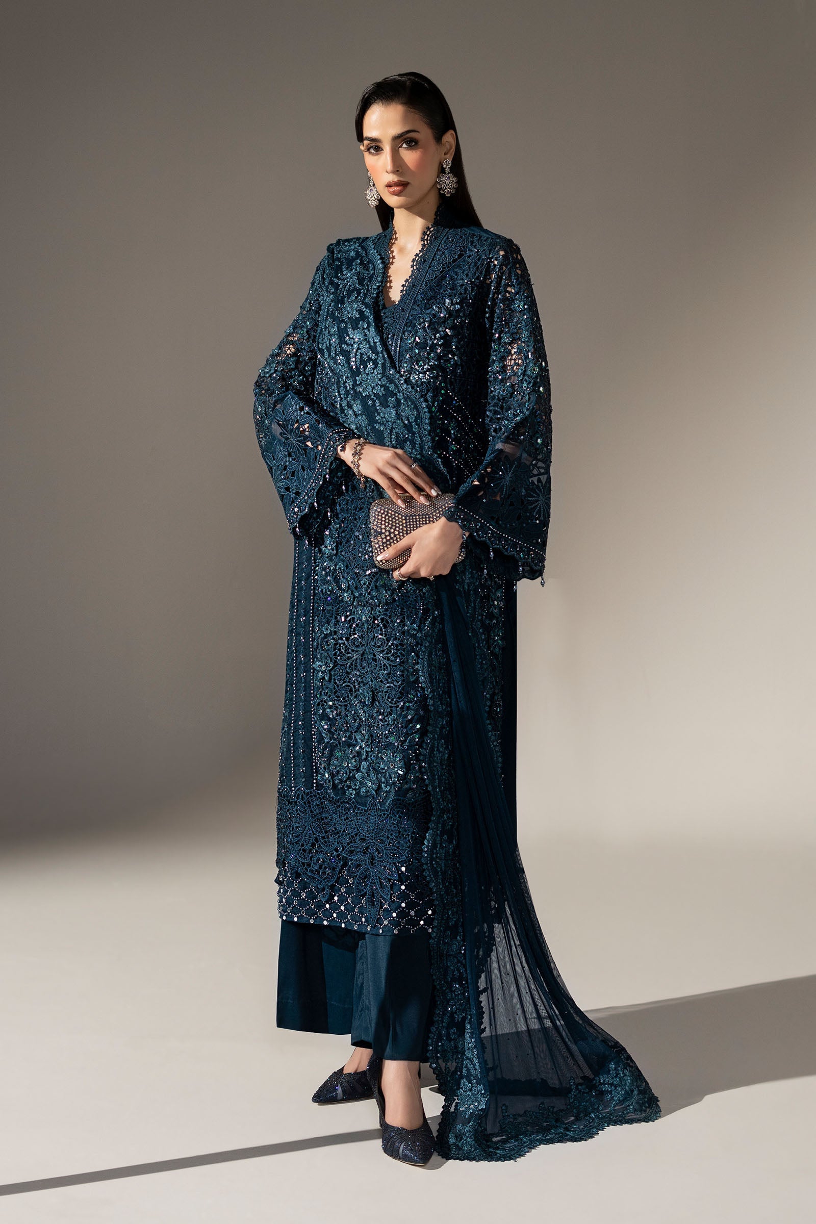 3 Piece Embroidered Organza Suit