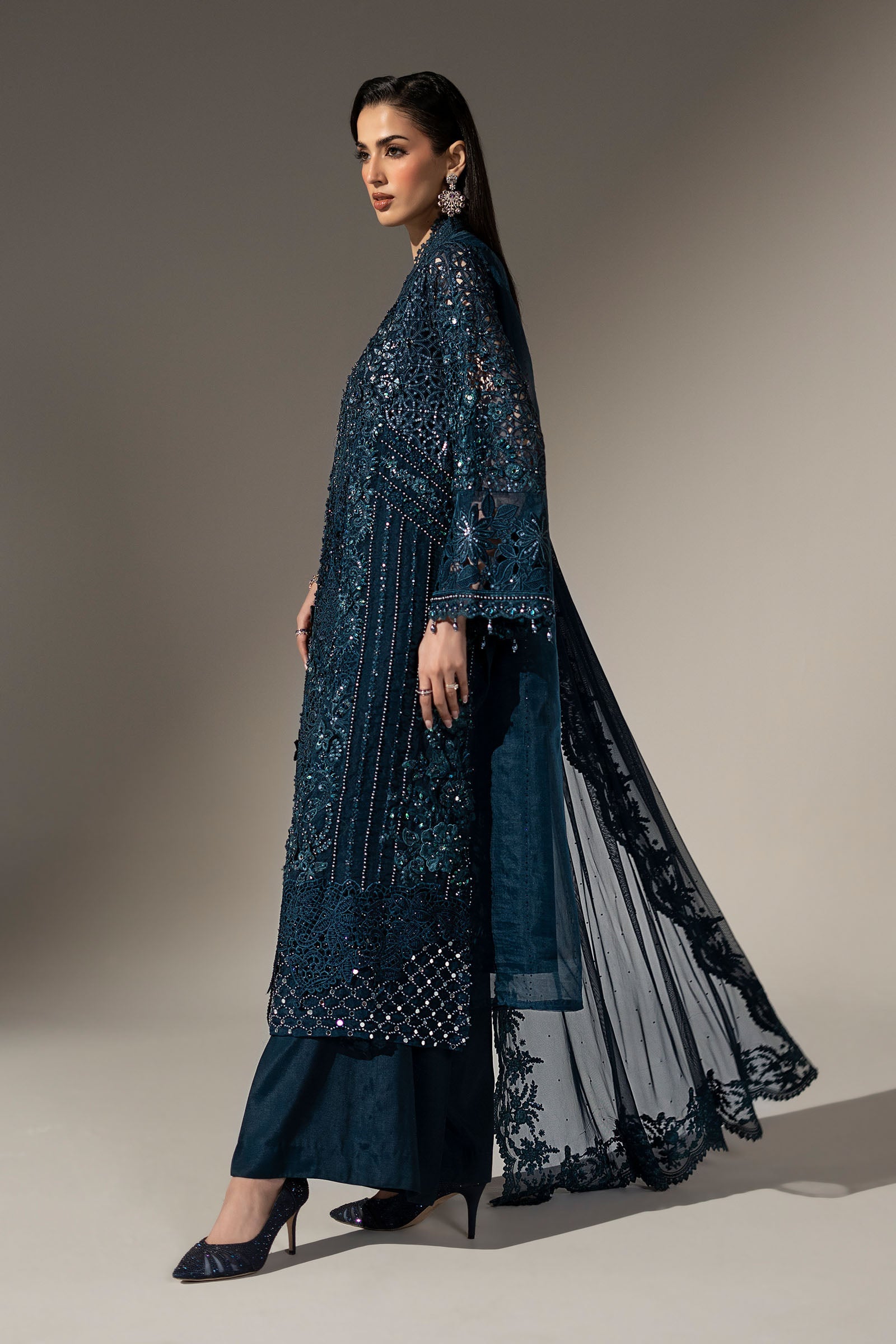 3 Piece Embroidered Organza Suit