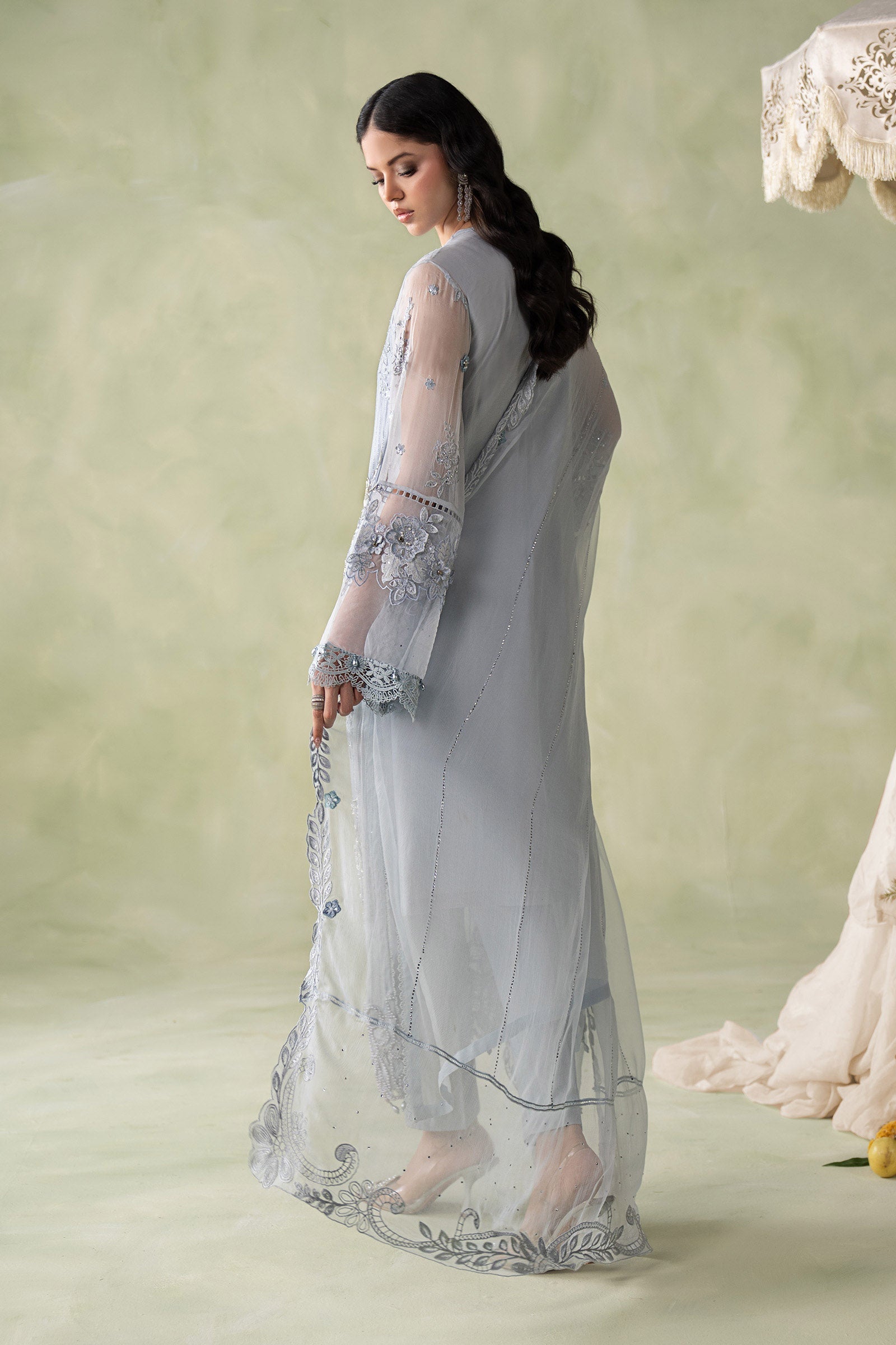 3 Piece Embroidered Chiffon Suit