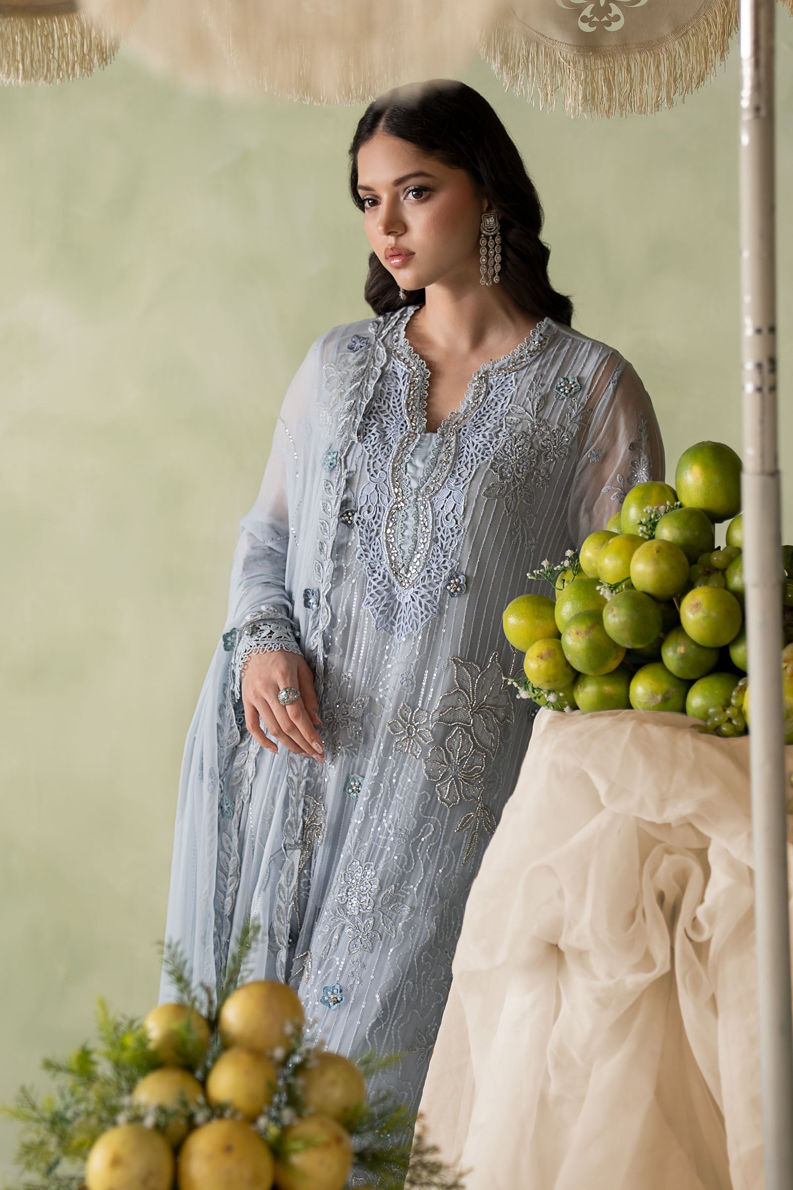 3 Piece Embroidered Chiffon Suit