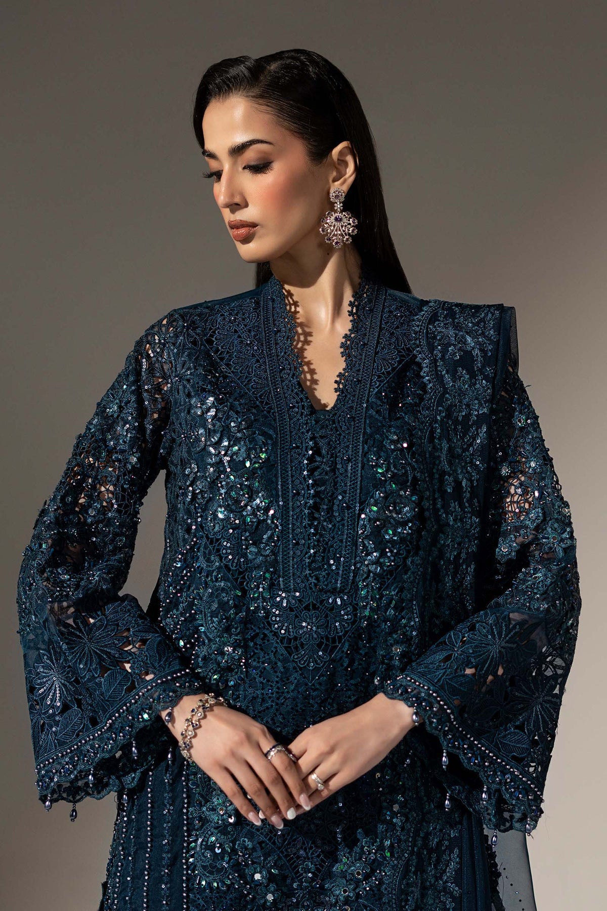 3 Piece Embroidered Organza Suit