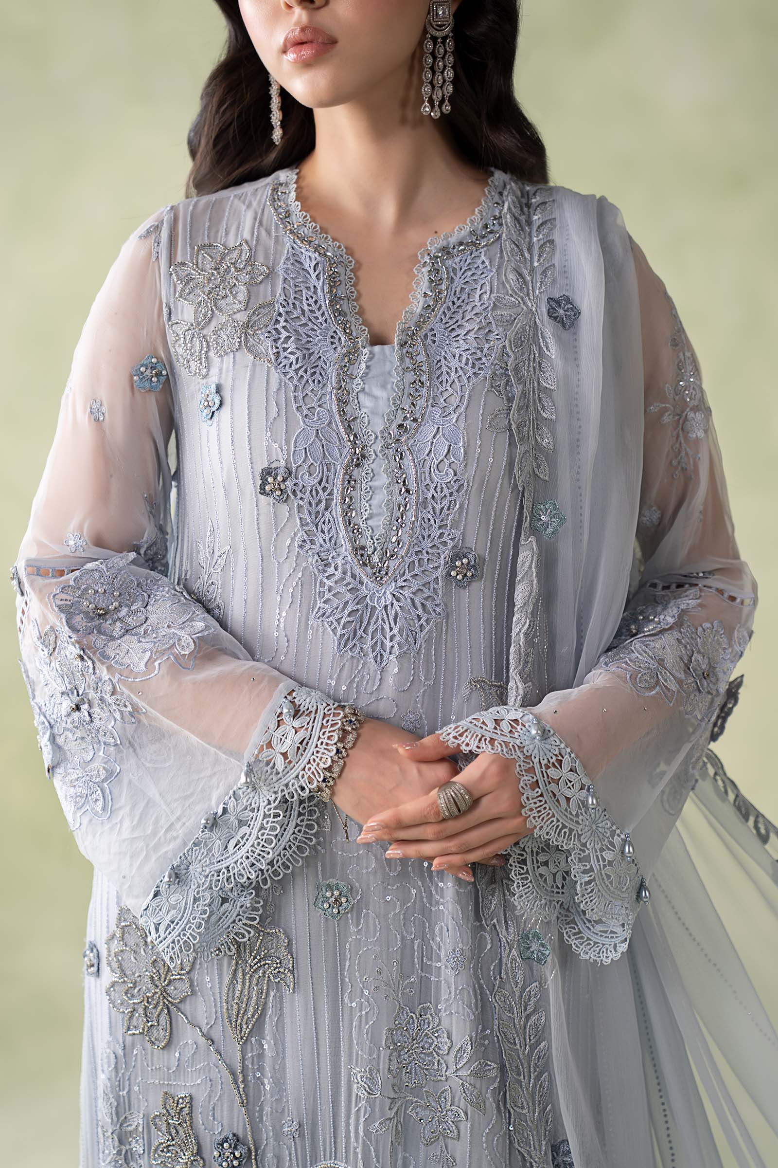 3 Piece Embroidered Chiffon Suit
