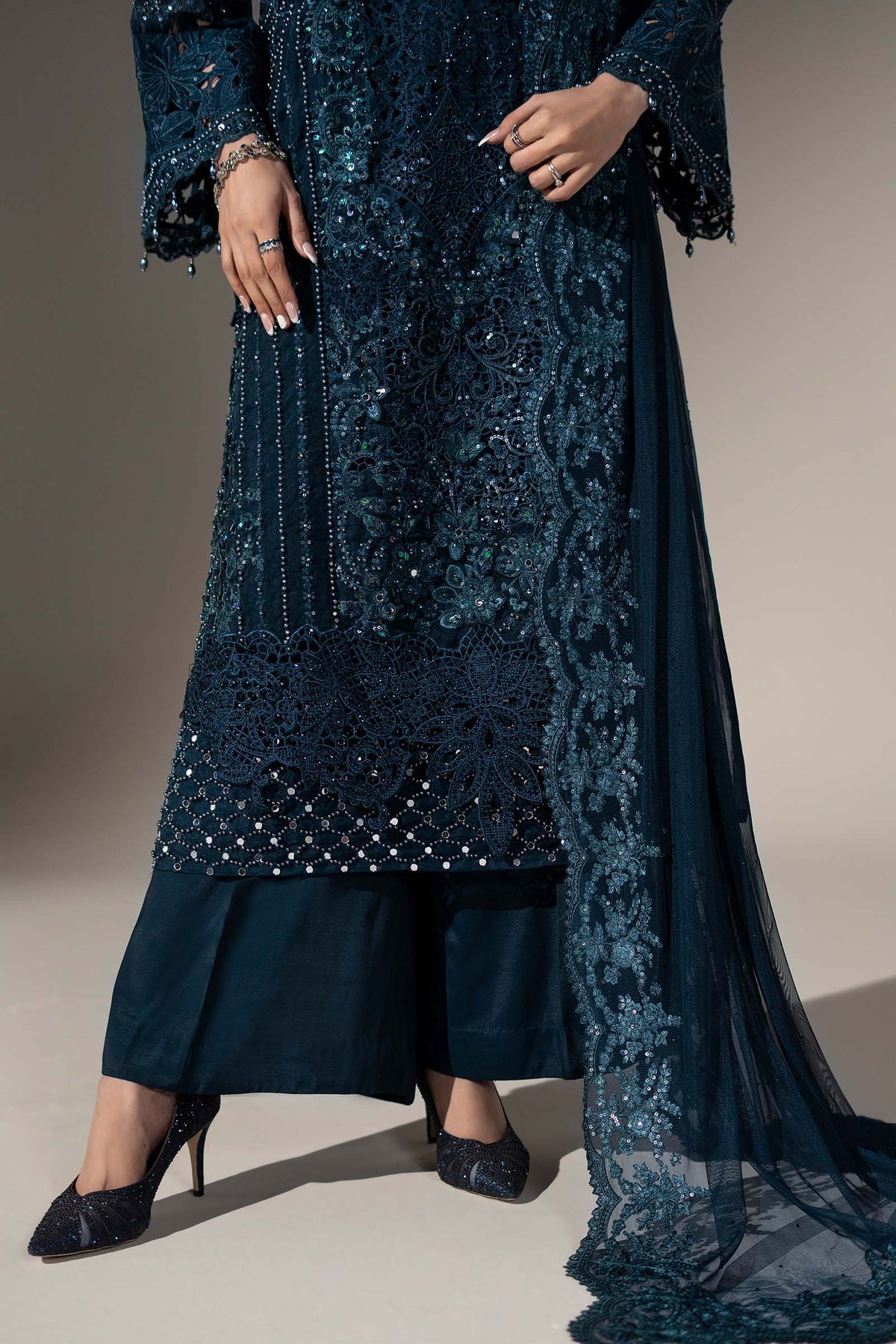 3 Piece Embroidered Organza Suit