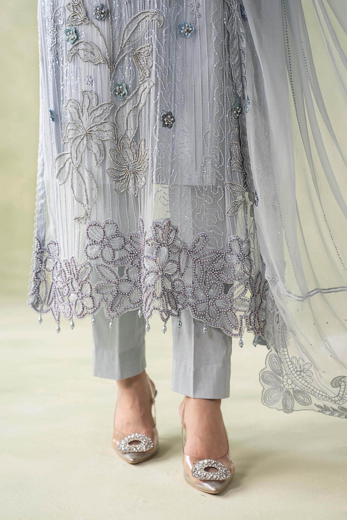 3 Piece Embroidered Chiffon Suit