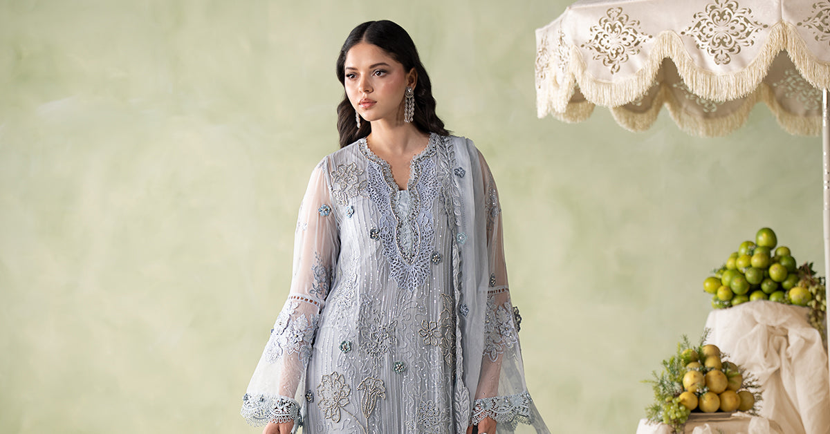 3 Piece Embroidered Chiffon Suit