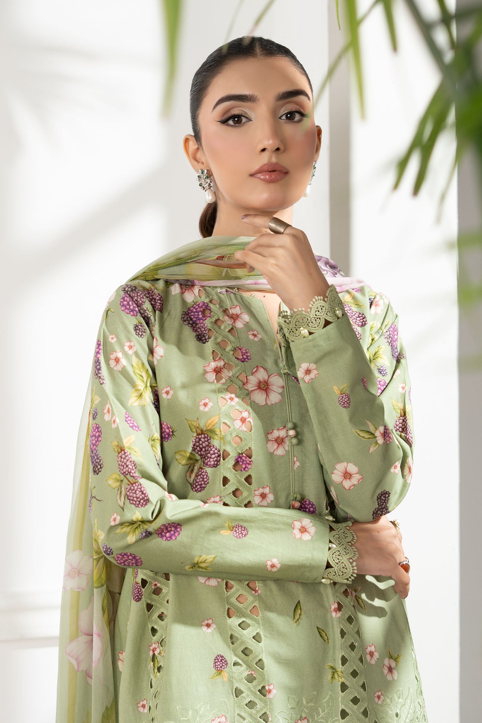 3 Piece Embroidered Cambric Suit