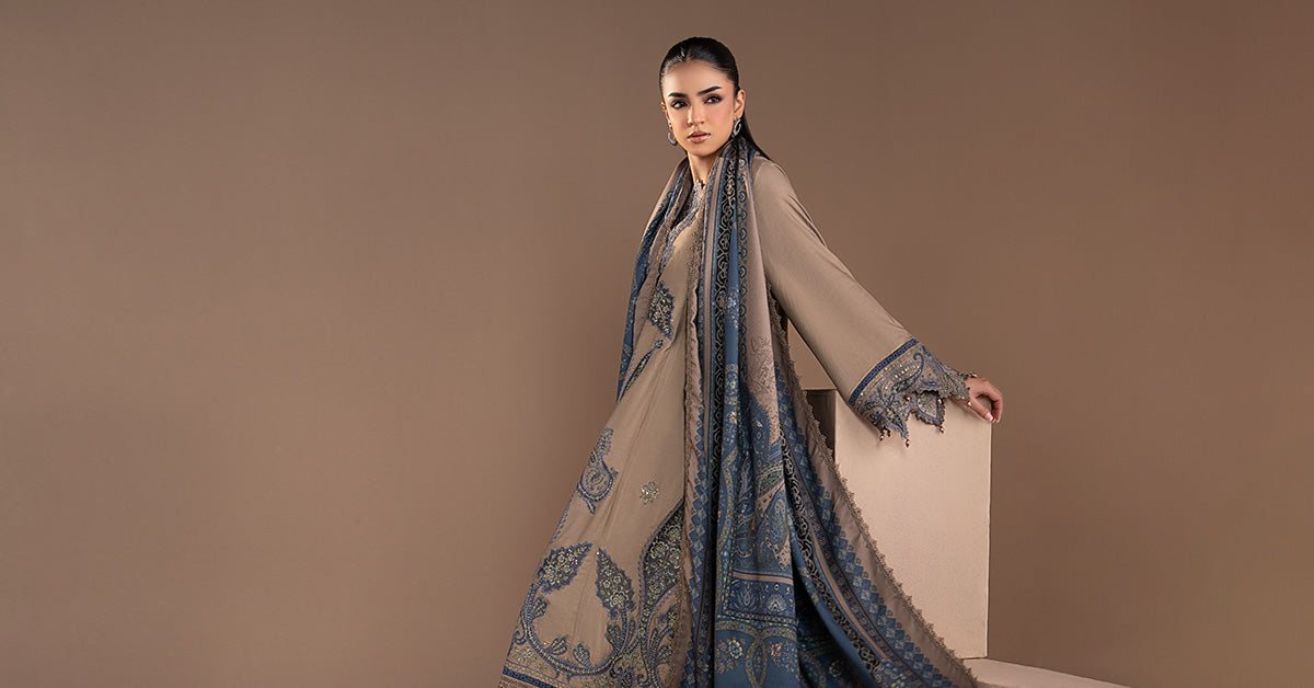 3 Piece Embroidered Twill Linen Suit