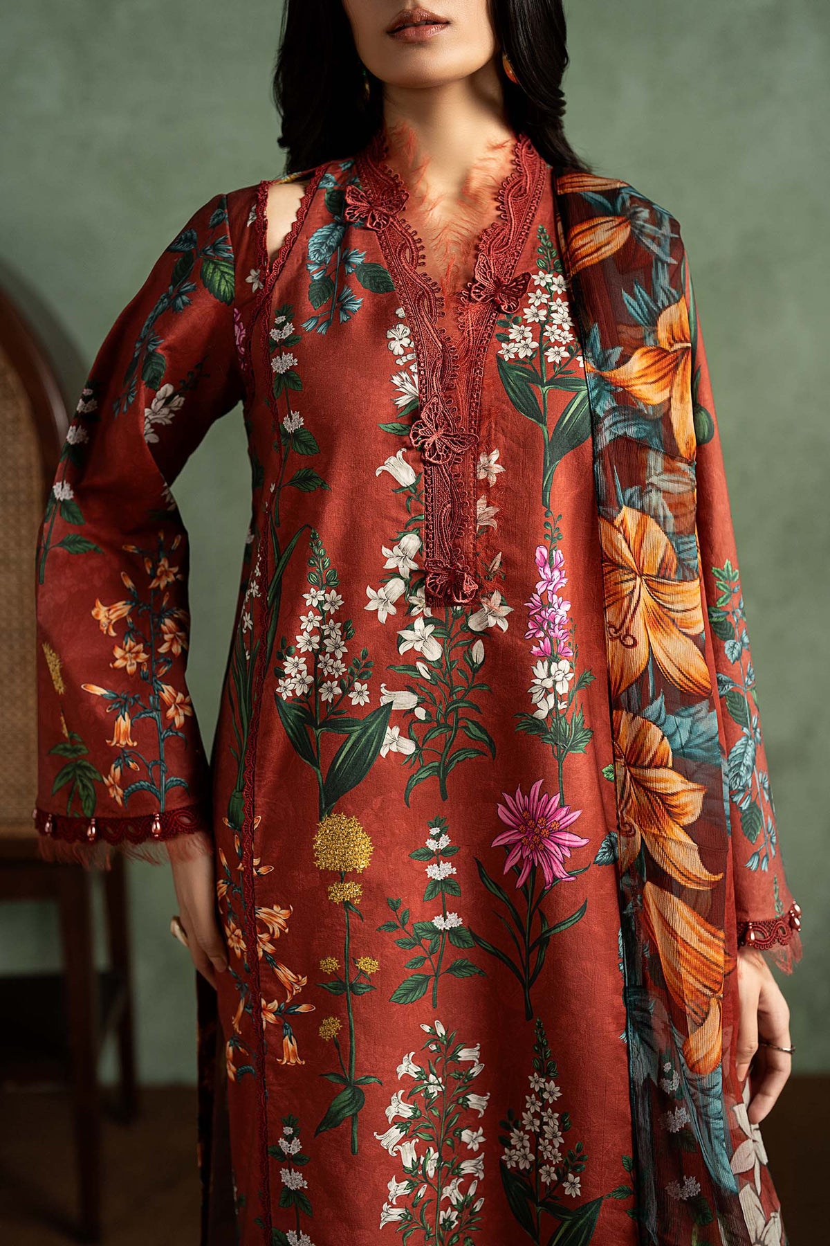 3 Piece Embroidered Cambric Suit