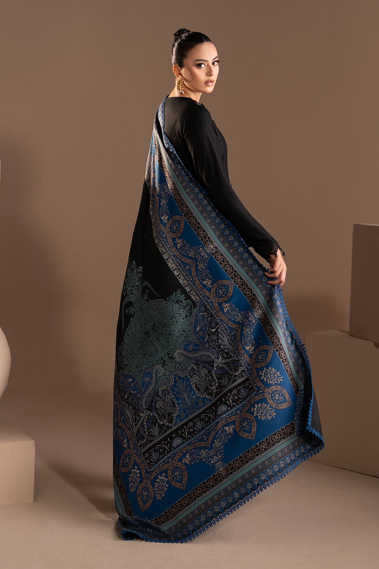 3 Piece Embroidered Twill Linen Suit