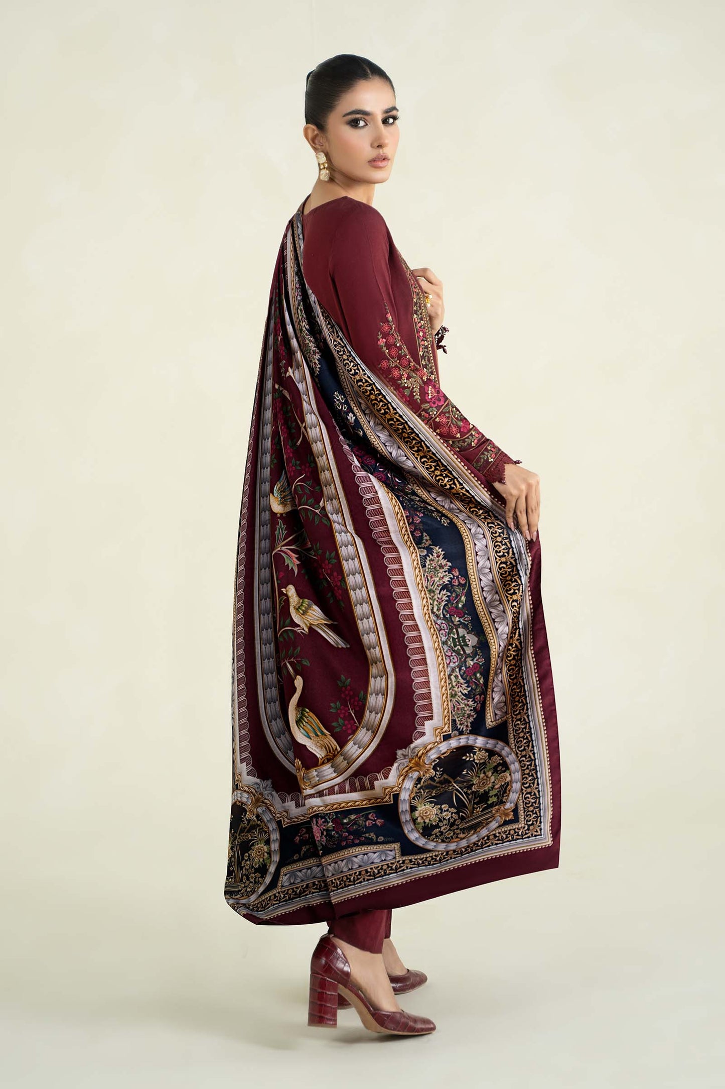 3 Piece Printed Linen Suit | MPS-2406-B
