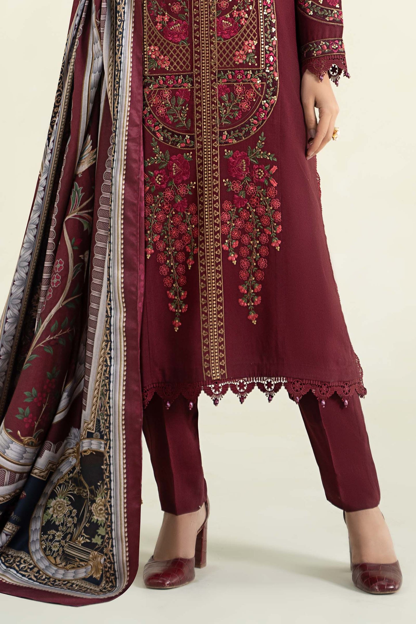 3 Piece Printed Linen Suit | MPS-2406-B